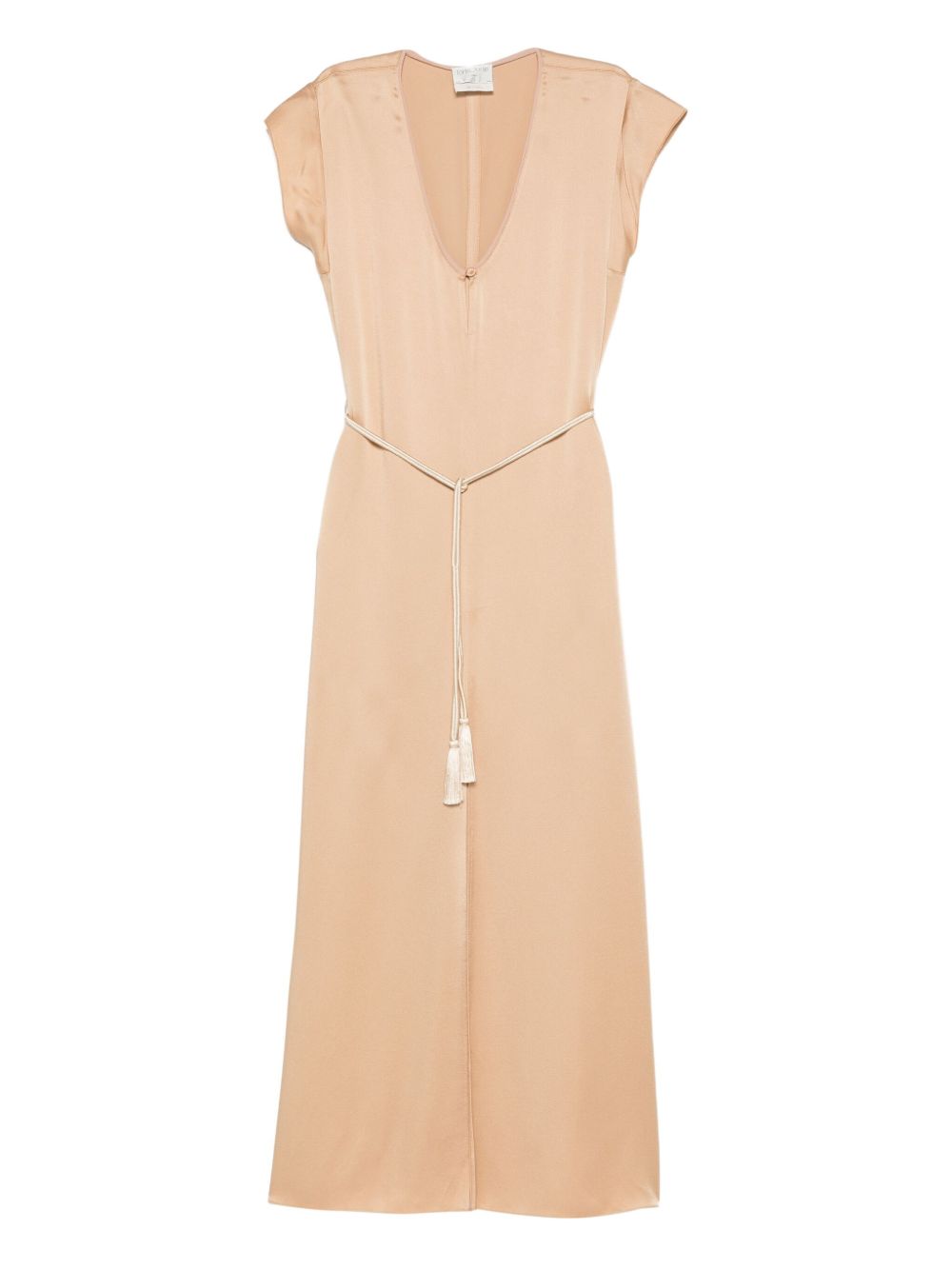 Forte Forte V-neck tie tassel detail short sleeves Midi dress