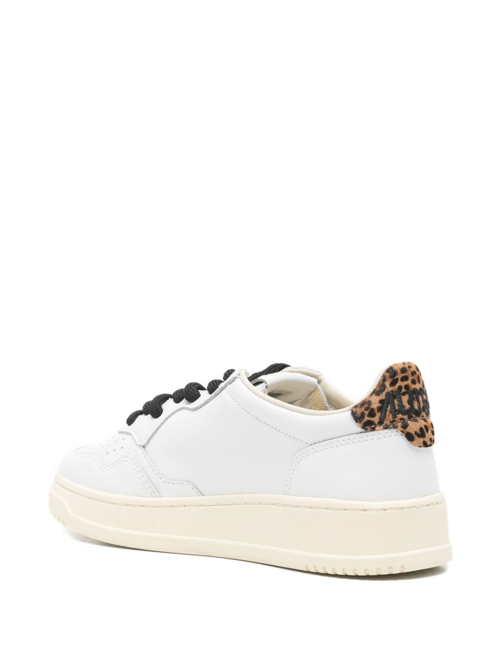 Autry Medalist Low Leather Sneakers in color white and leopard