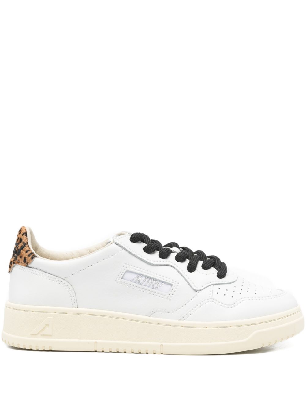 Autry Medalist Low Leather Sneakers in color white and leopard
