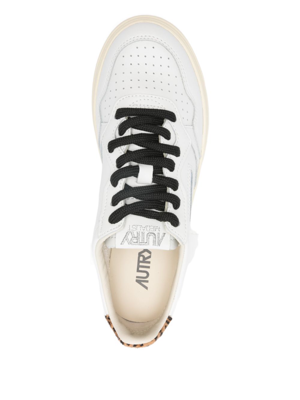 Autry Medalist Low Leather Sneakers in color white and leopard