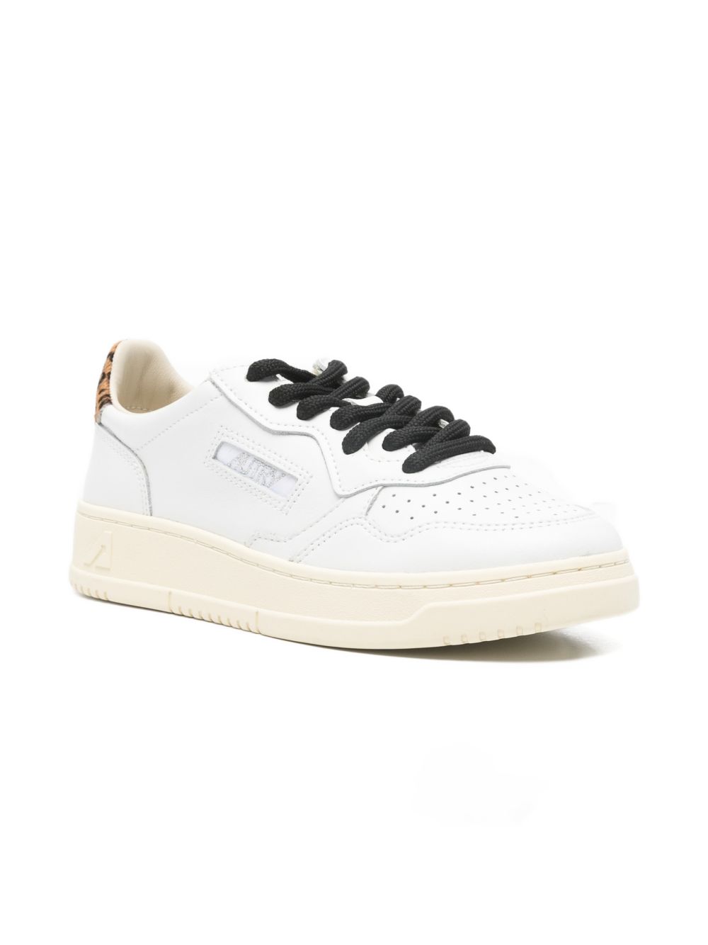 Autry Medalist Low Leather Sneakers in color white and leopard