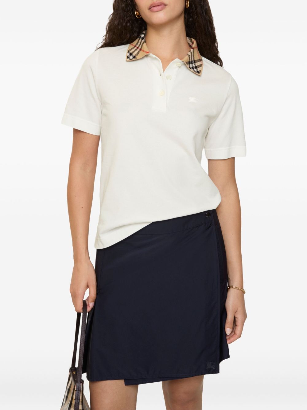 Burberry Check collar cotton polo shirt