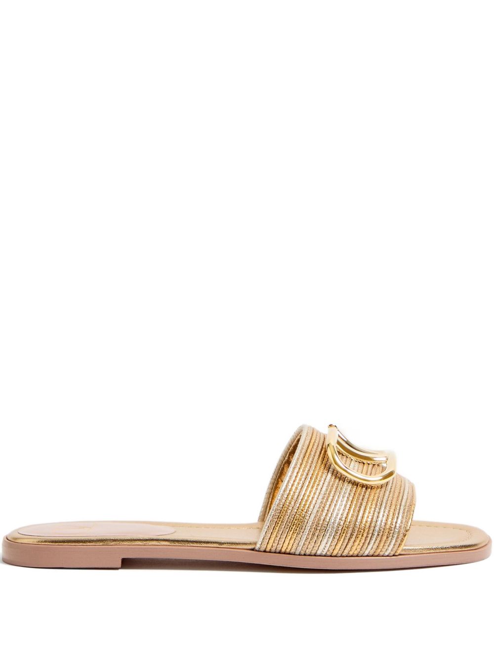 Valentino Garavani Vlogo Signature Metallic Slides