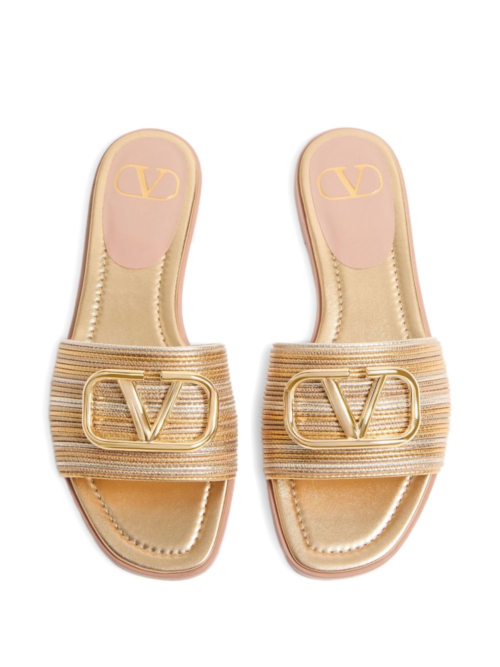 Valentino Garavani Vlogo Signature Metallic Slides