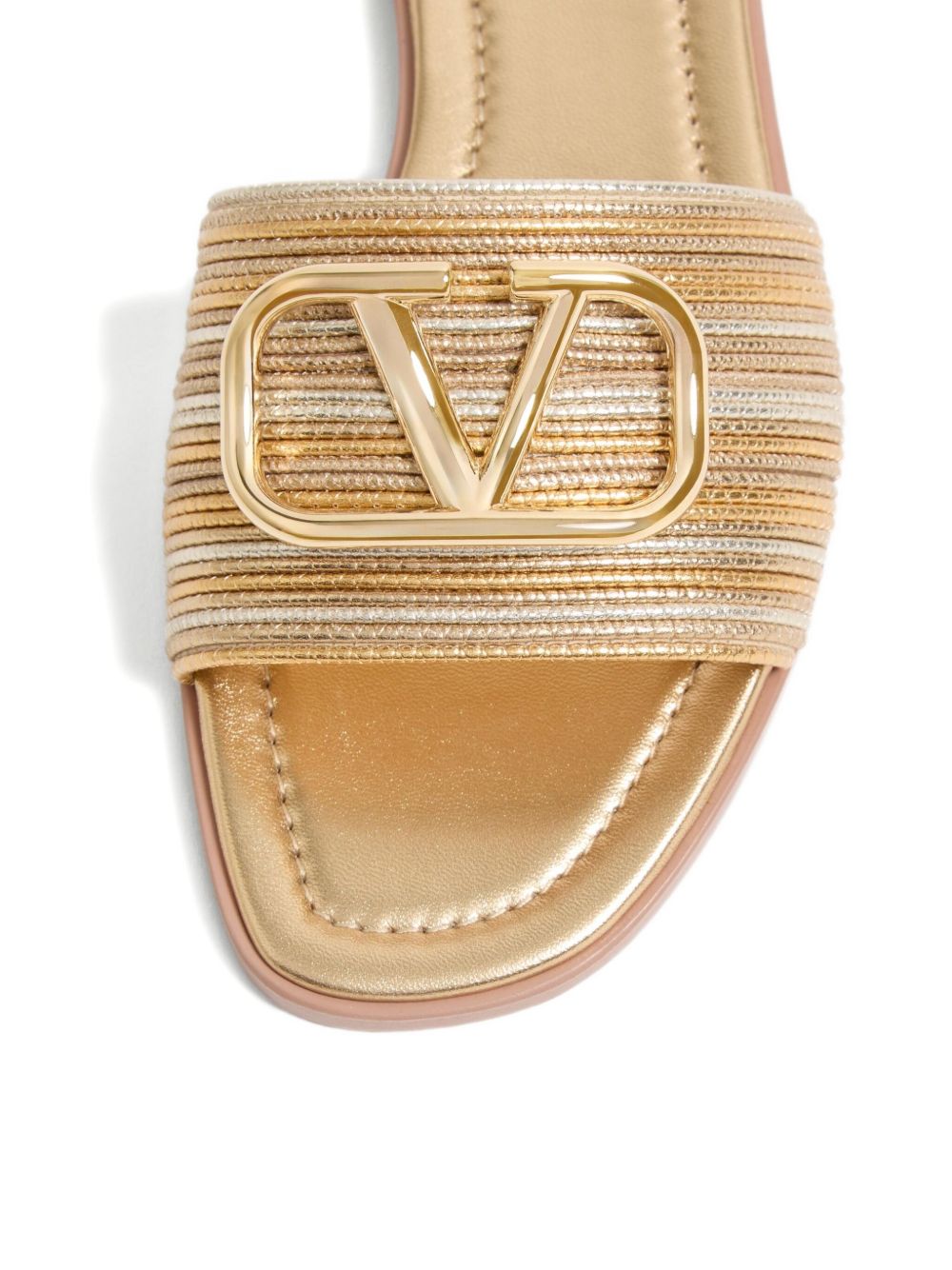 Valentino Garavani Vlogo Signature Metallic Slides