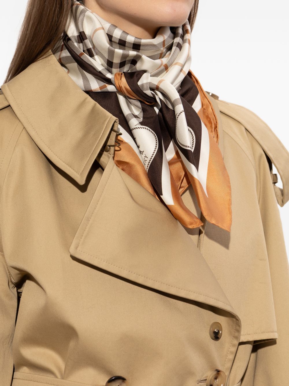 Burberry Check Knight Stamp Silk Scarf
