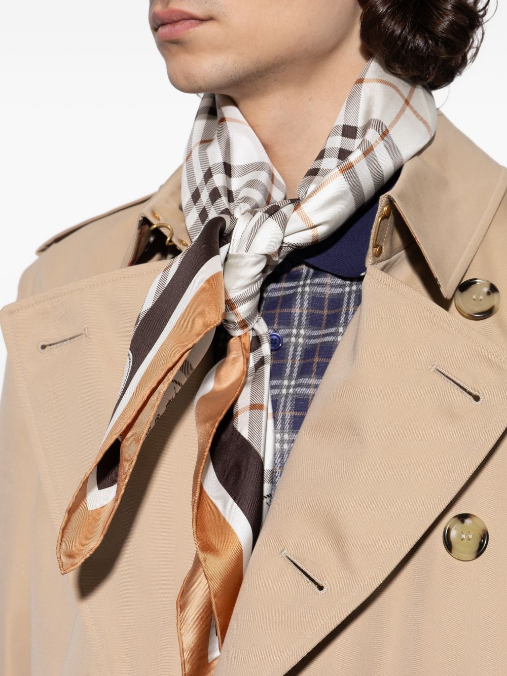 Burberry Check Knight Stamp Silk Scarf