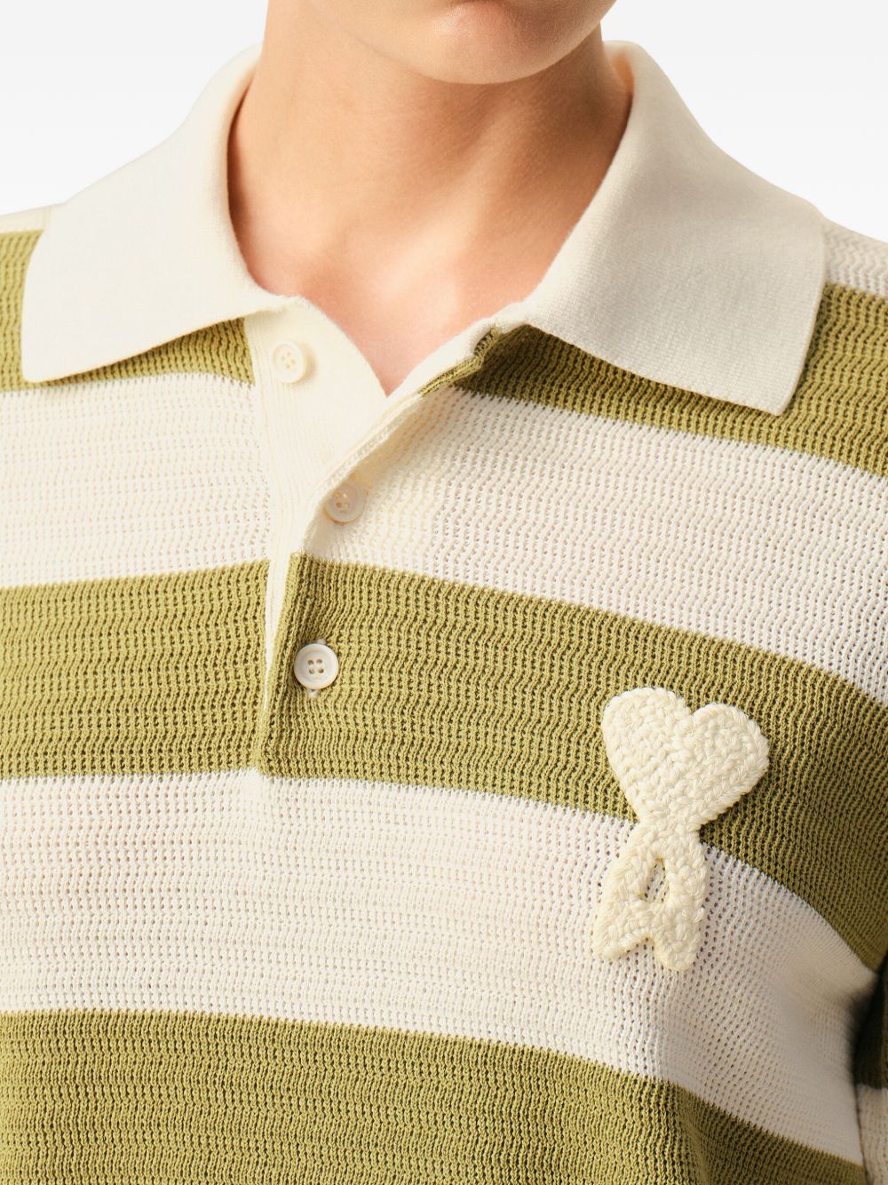 Ami Paris Ami De Coeur striped polo shirt