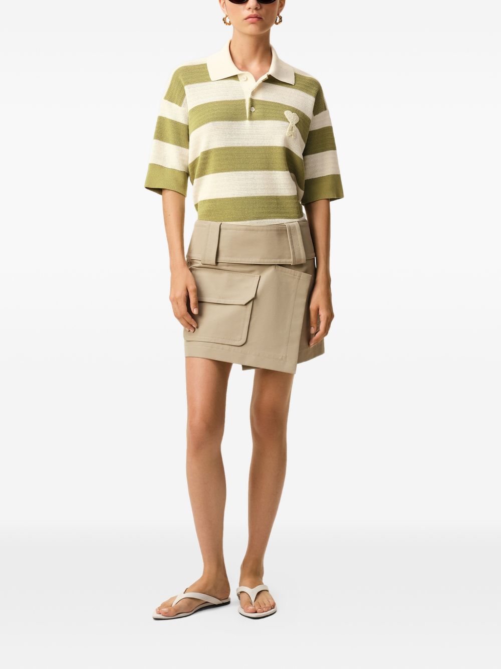 Ami Paris Ami De Coeur striped polo shirt