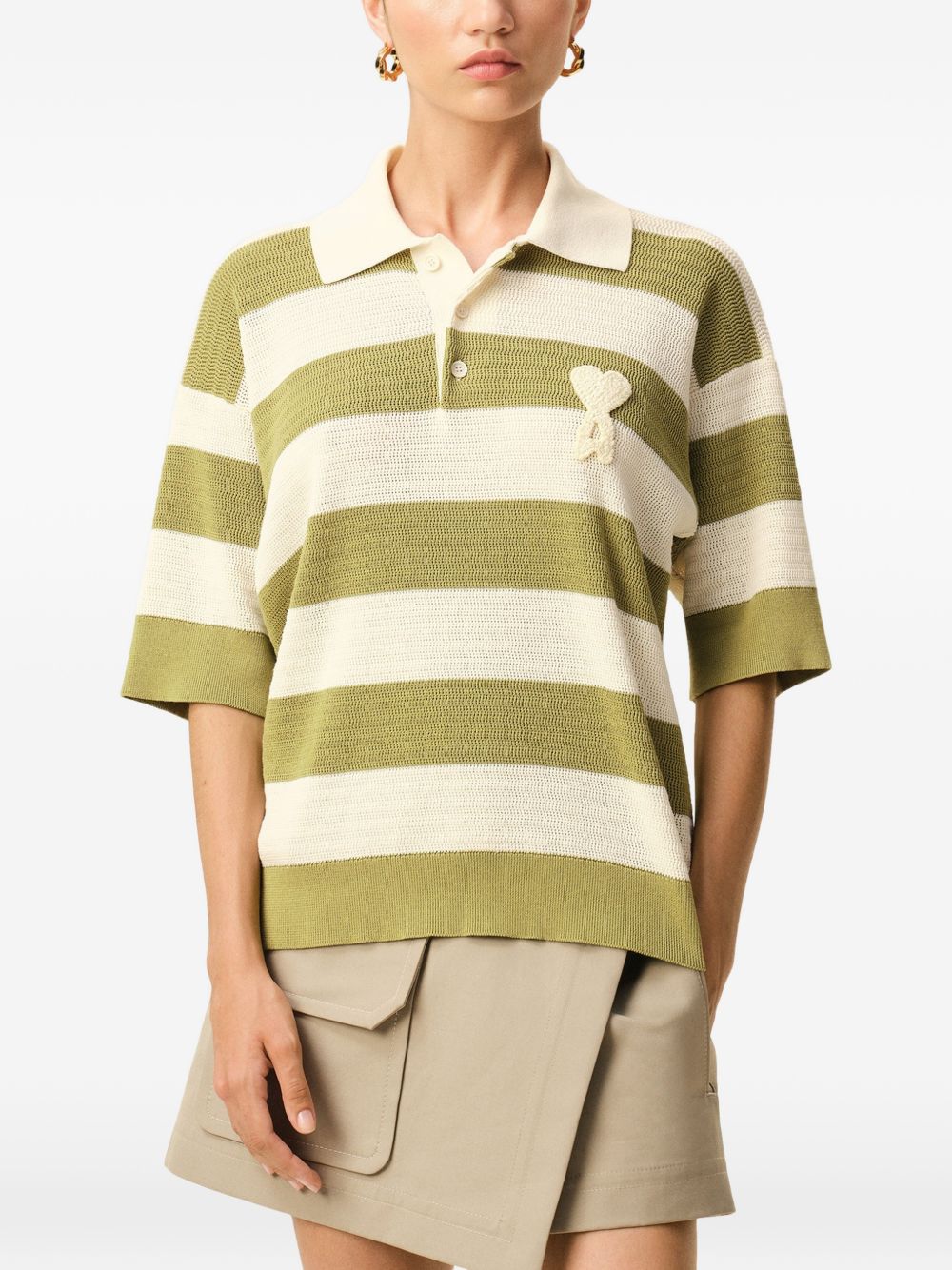 Ami Paris Ami De Coeur striped polo shirt