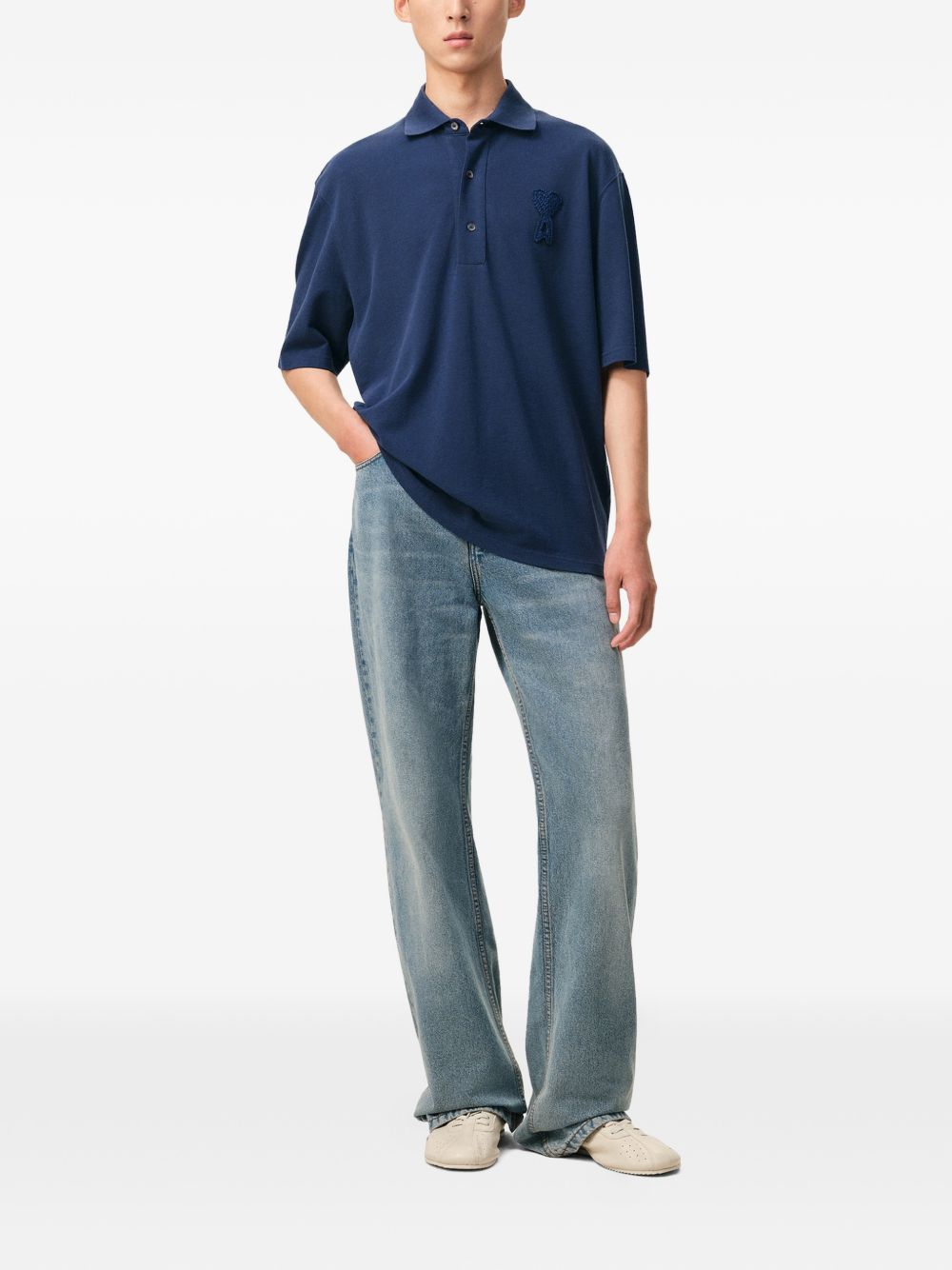 Ami Paris Ami De Coeur cotton polo shirt