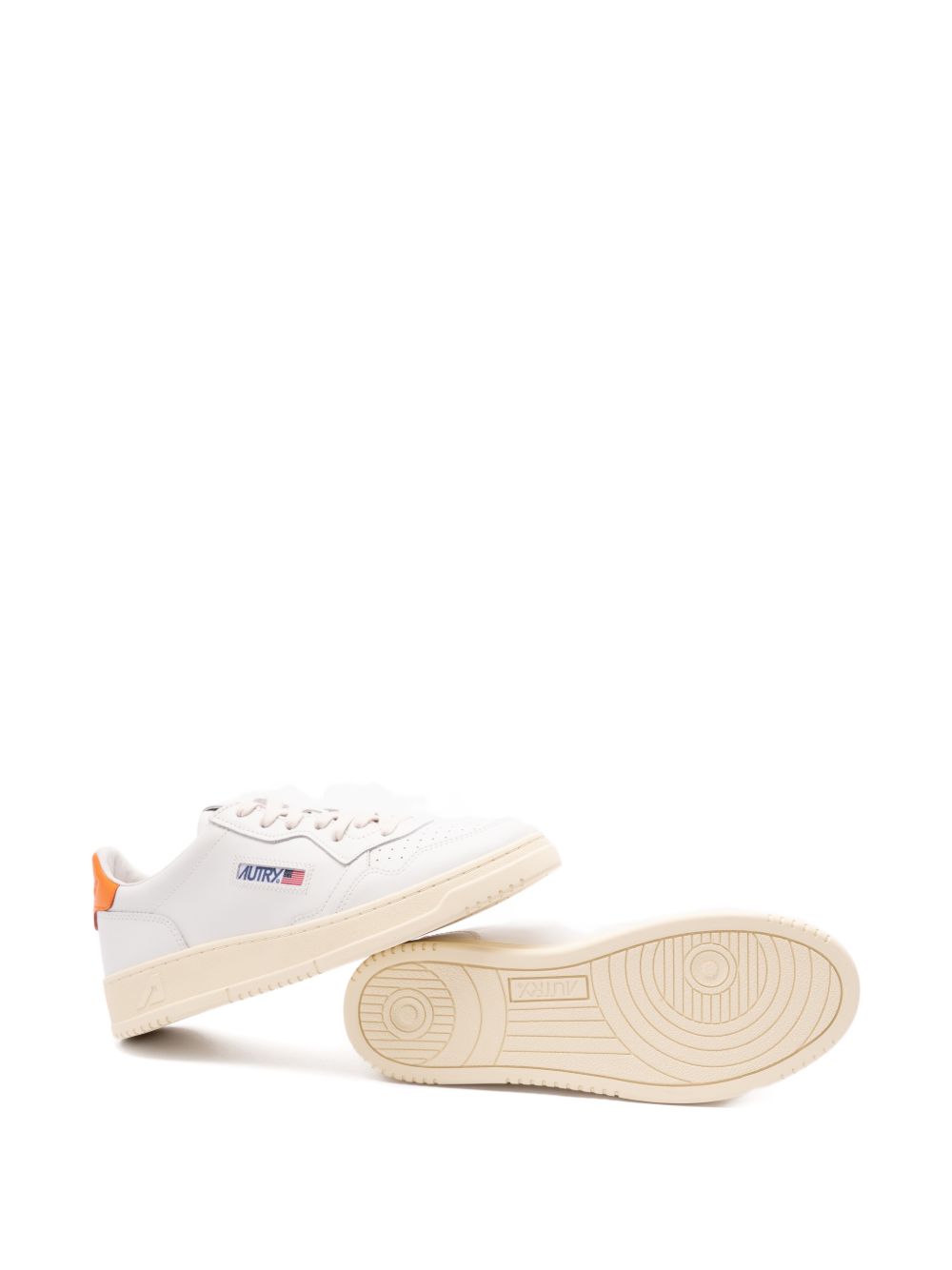 Autry MEDALIST LOW SNEAKERS IN WHITE LEATHER AND PARSIMMON ORANGE