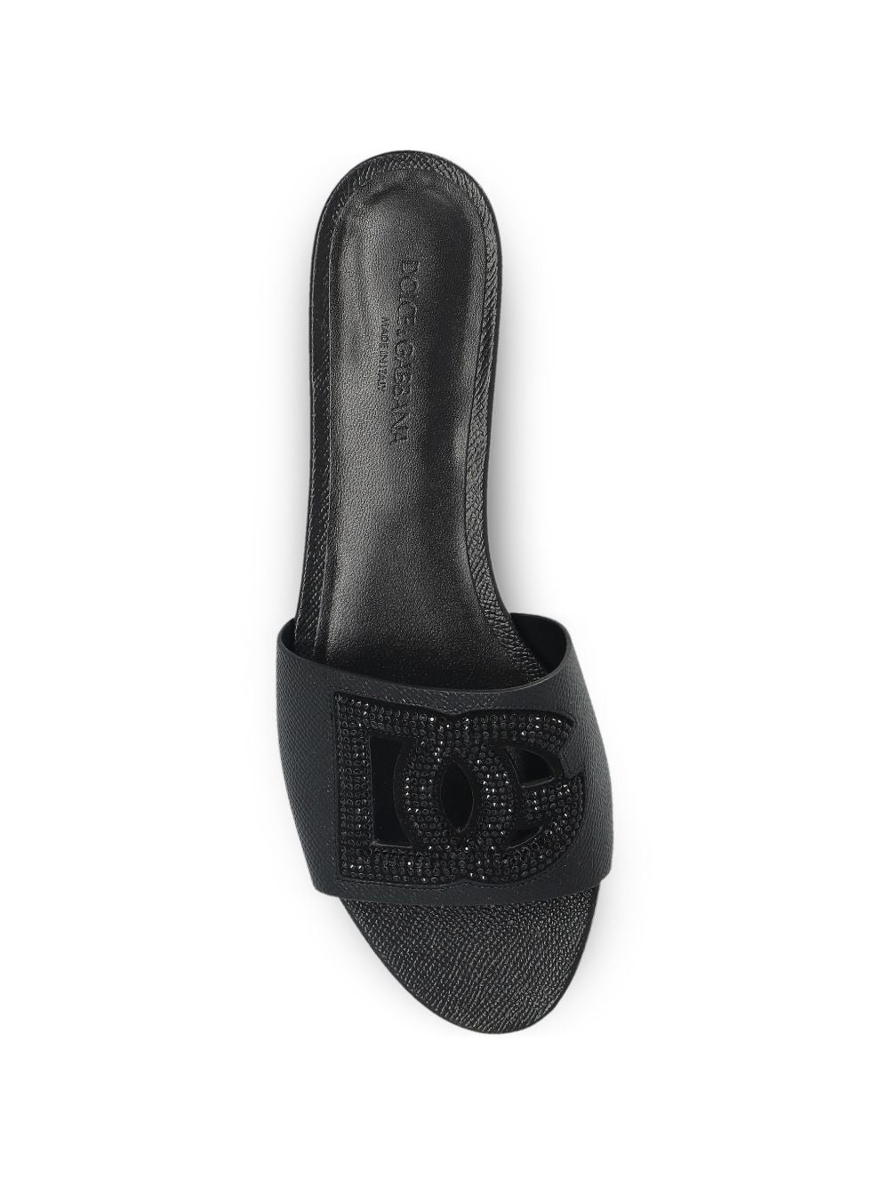 Dolce & Gabbana-DG-logo leather slides