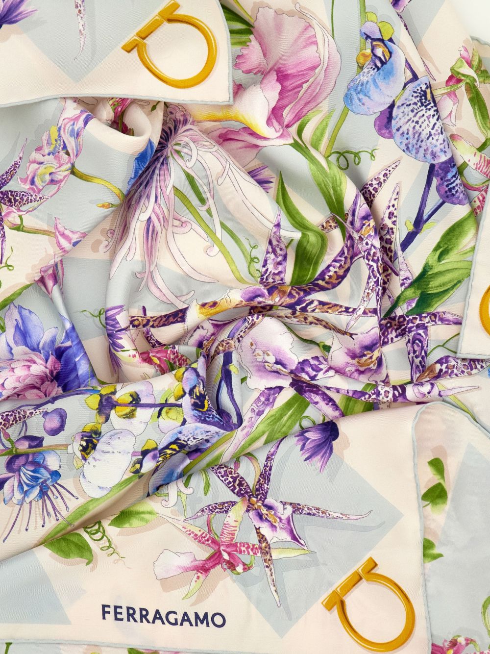 Ferragamo Floral Bloom Print Silk Scarf
