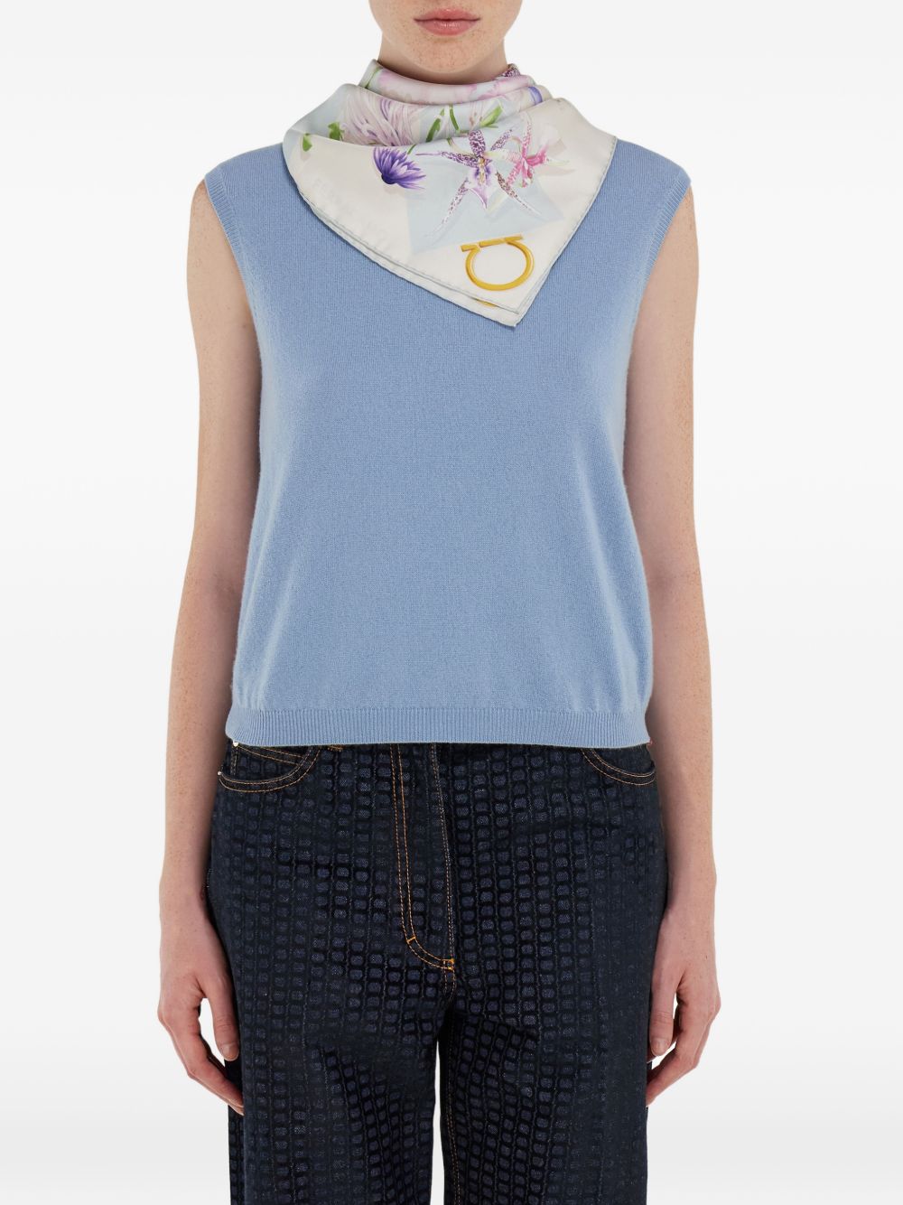 Ferragamo Floral Bloom Print Silk Scarf