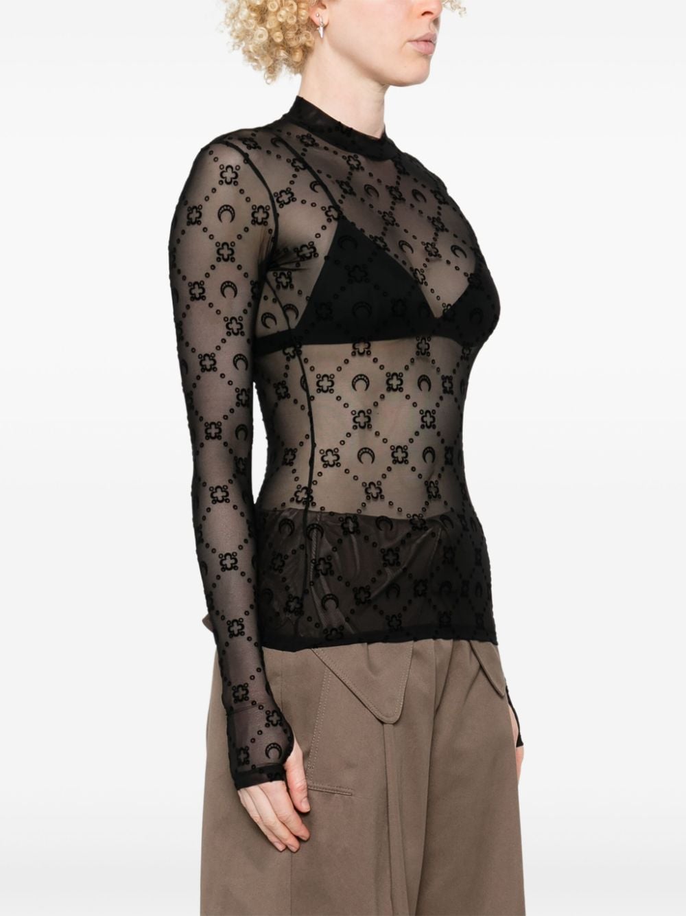 Marine Serre Moonogram mesh flock top