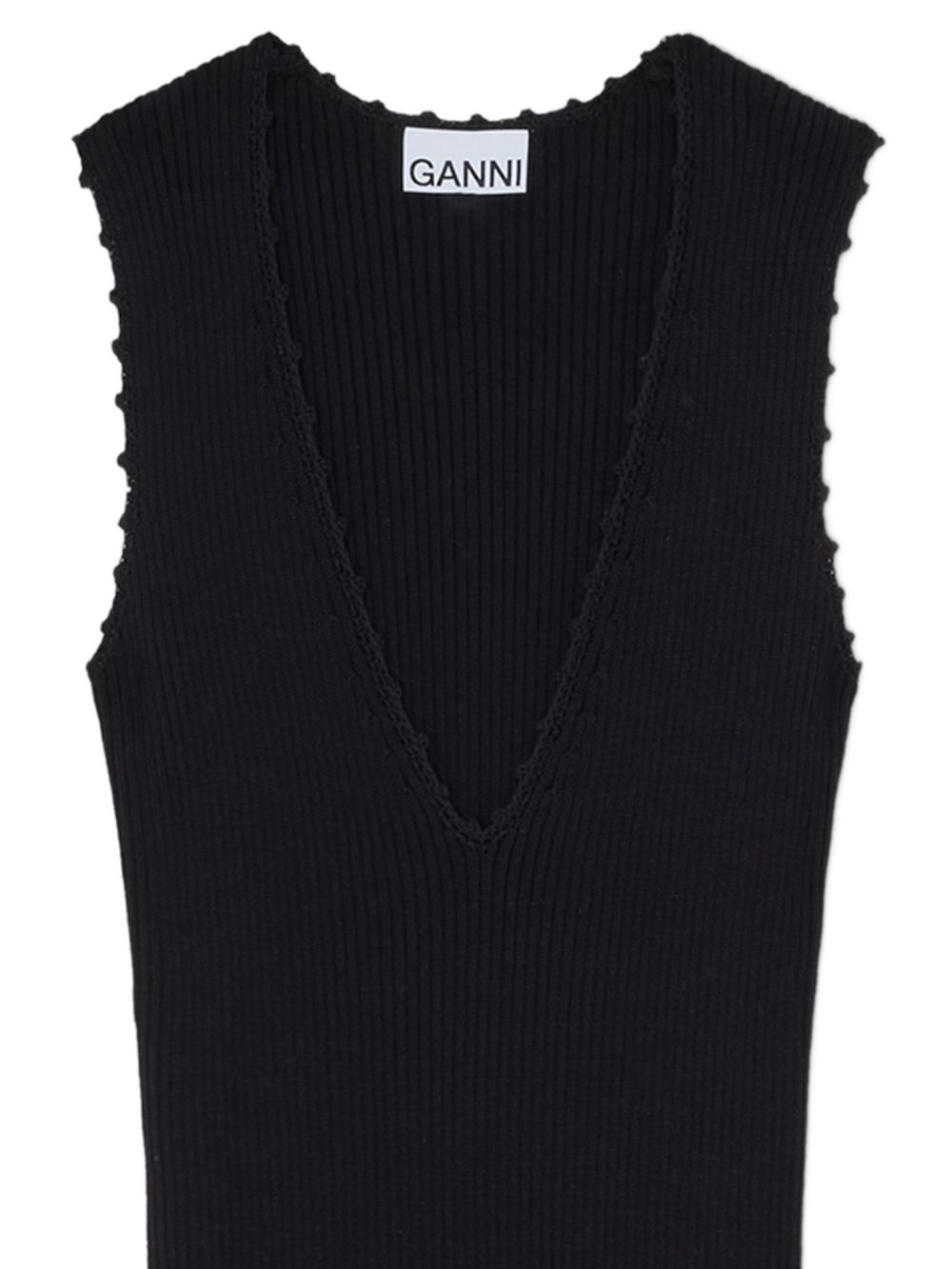 Ganni V-neck sleeveless Crochet cotton long dress
