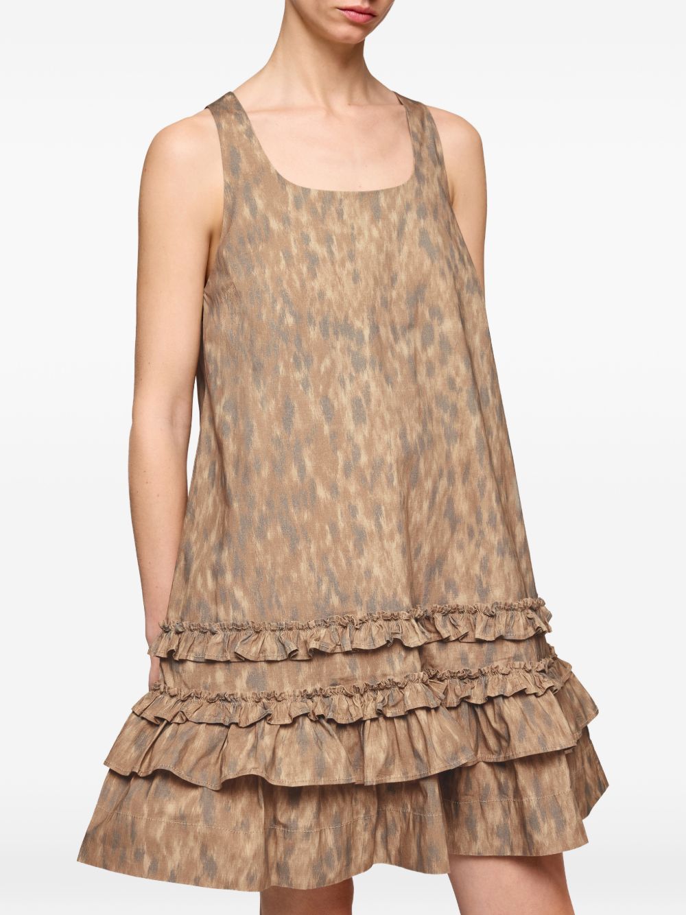Ganni Printed cotton mini dress