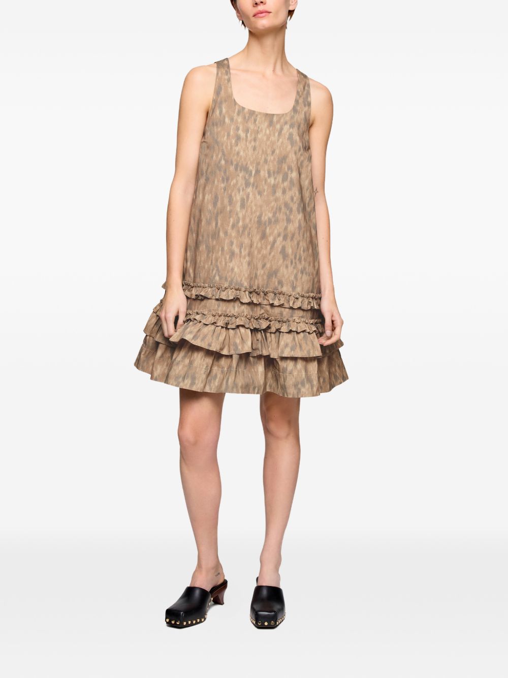 Ganni Printed cotton mini dress