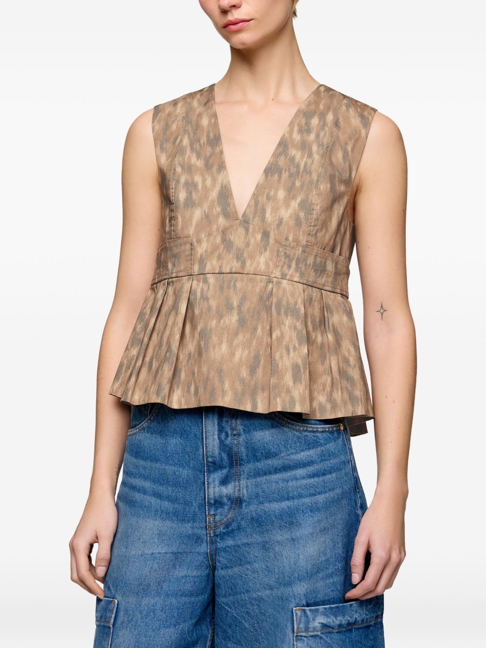 Ganni Printed cotton top