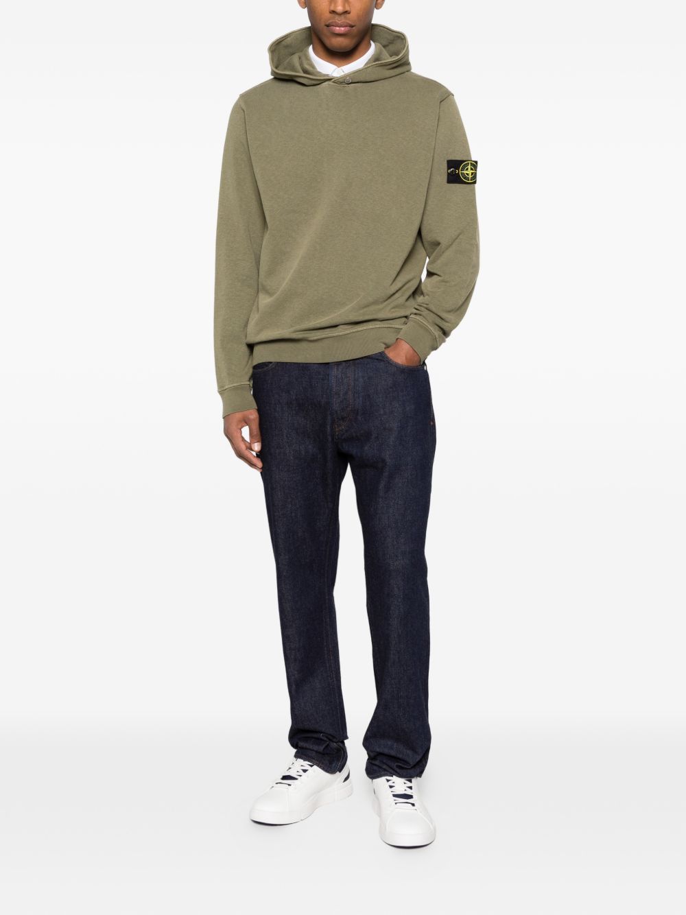 Stone Island Logo cotton hoodie