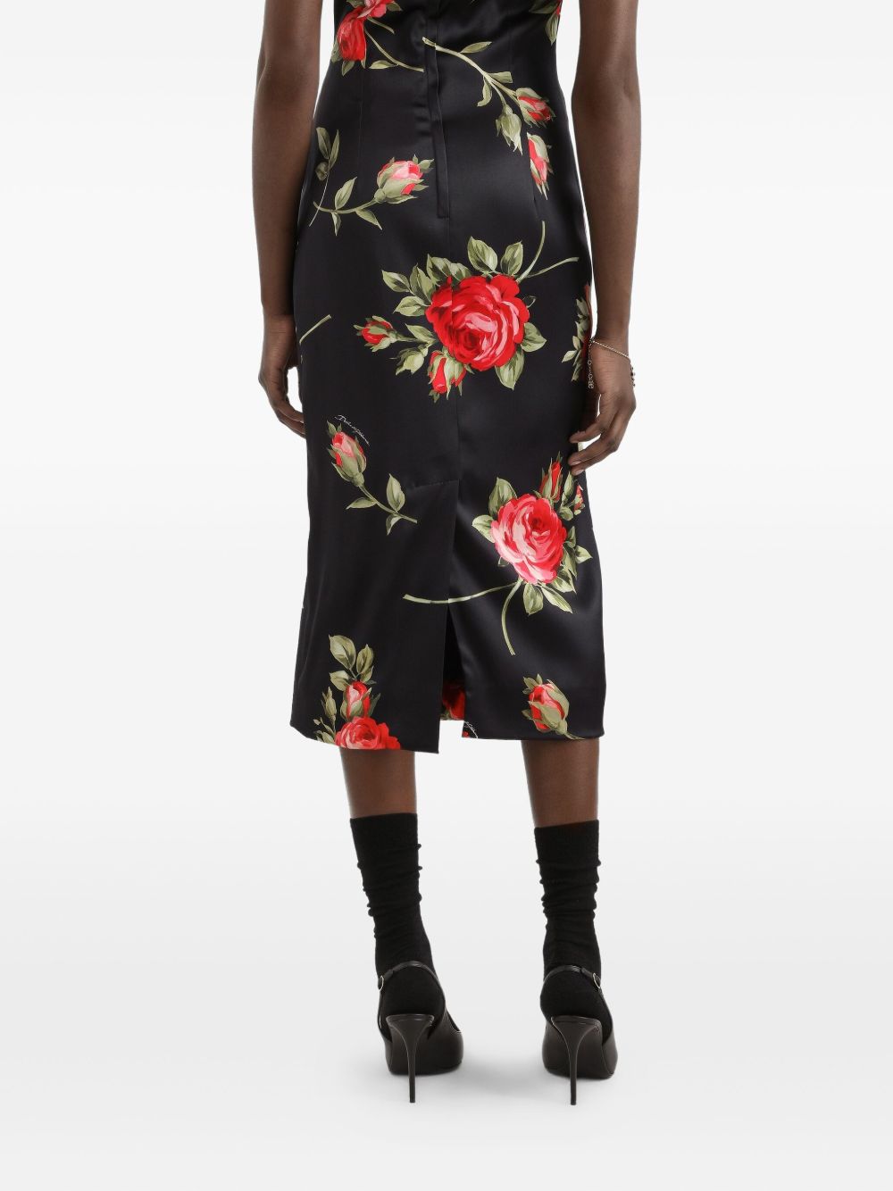 Dolce & Gabbana Roses bouquet print midi dress
