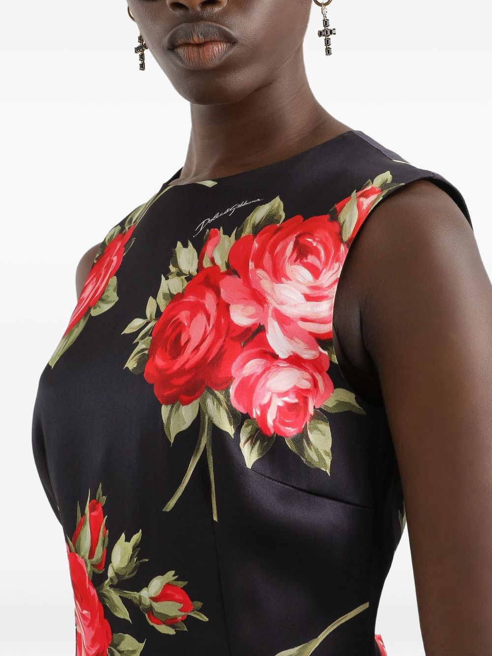 Dolce & Gabbana Roses bouquet print midi dress