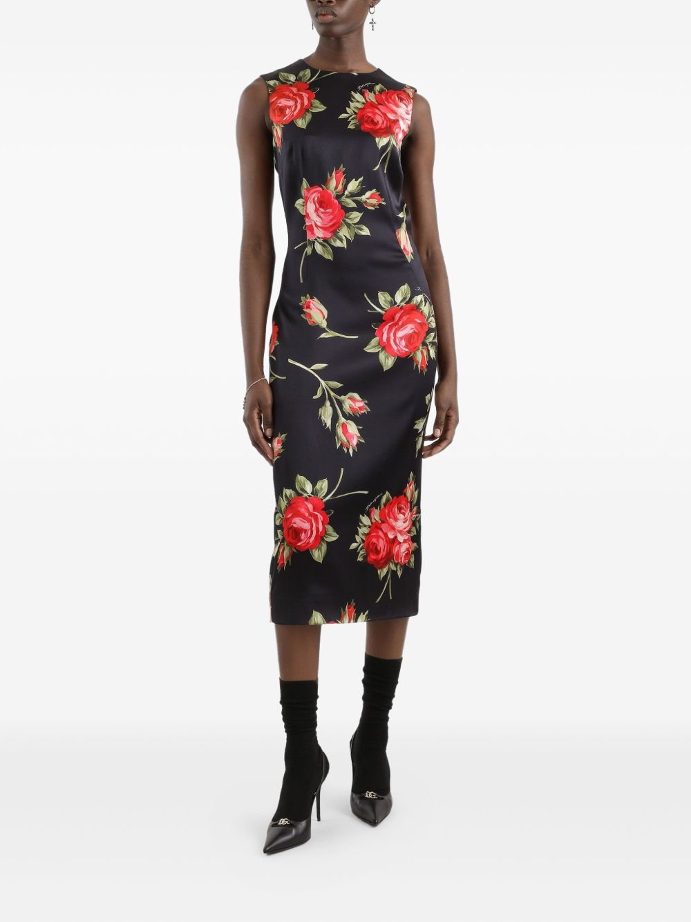 Dolce & Gabbana Roses bouquet print midi dress