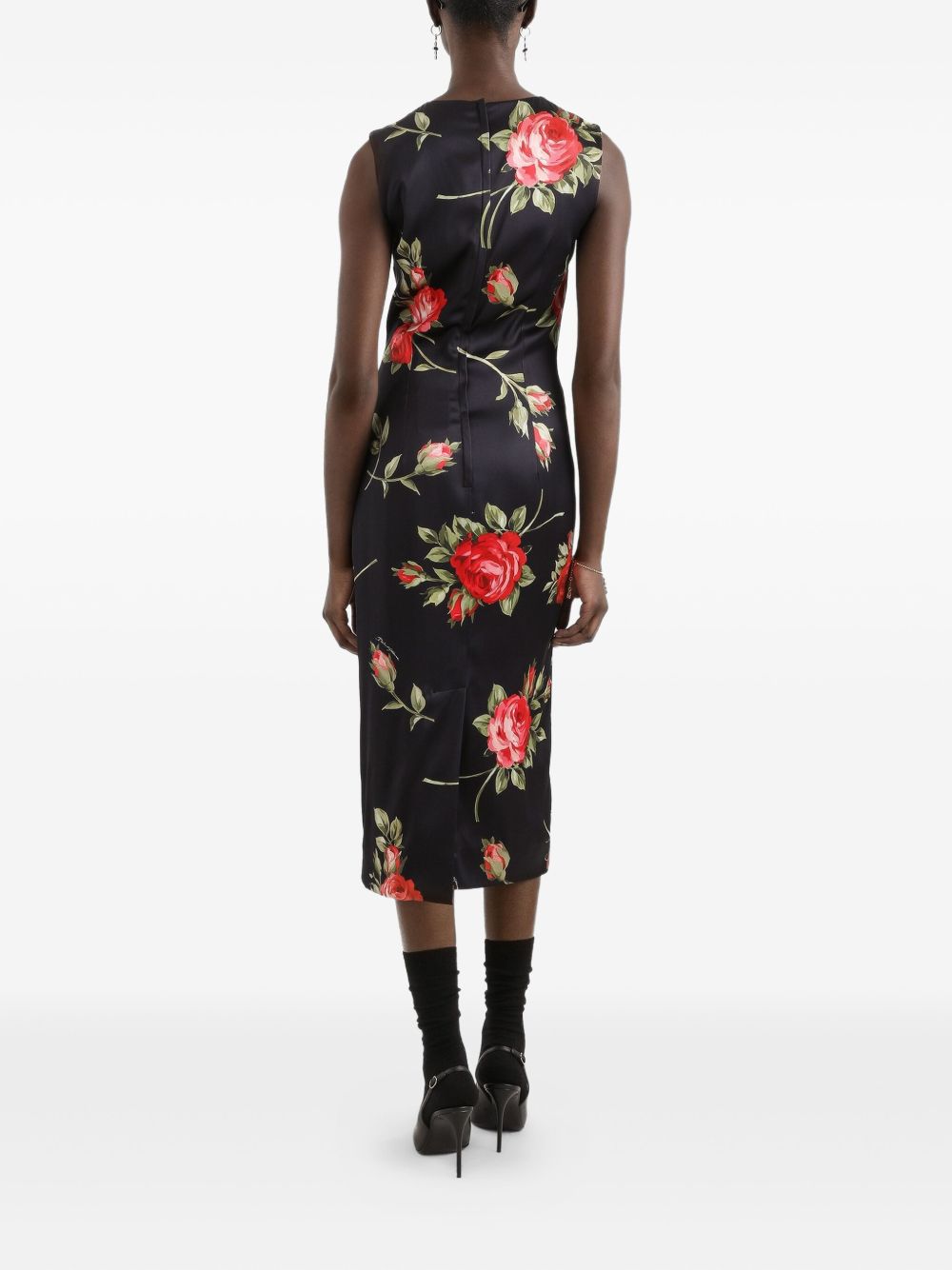 Dolce & Gabbana Roses bouquet print midi dress