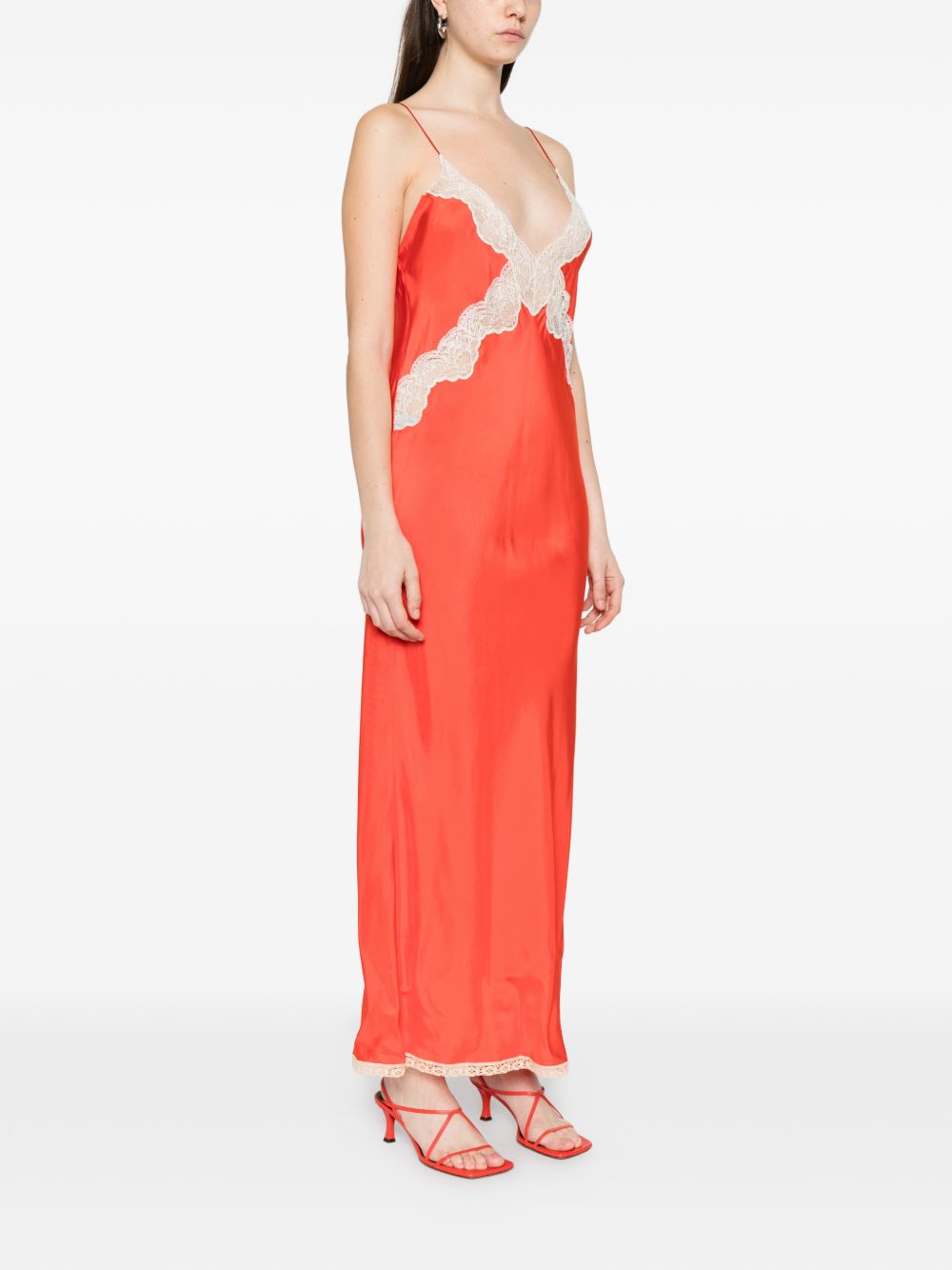 Forte Forte V-neck thin straps Long slip dress