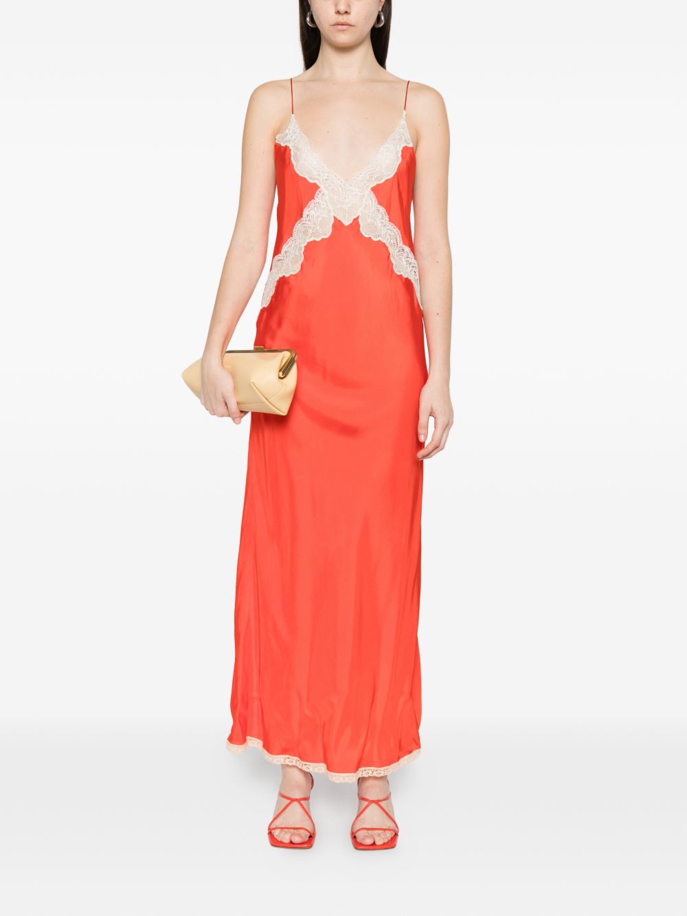 Forte Forte V-neck thin straps Long slip dress