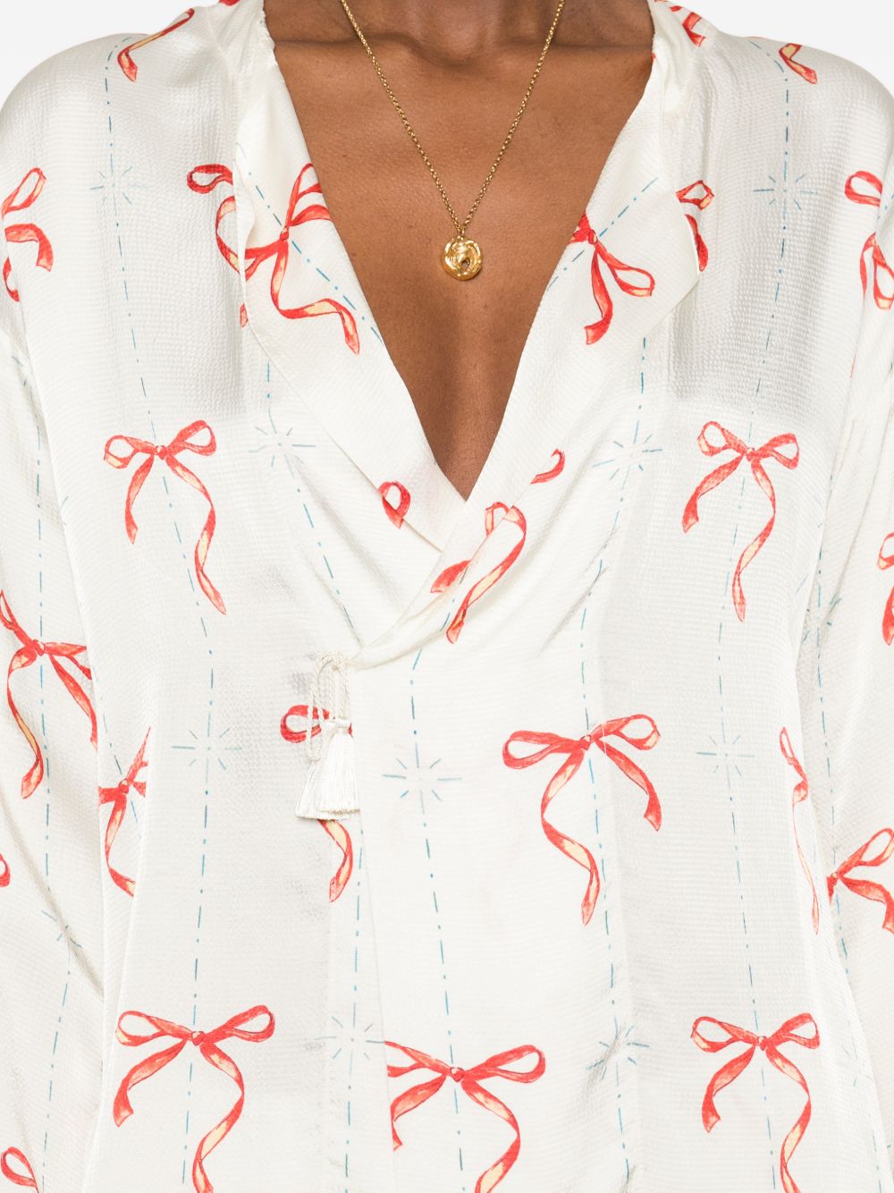 Forte Forte V-neck Printed crossed shirt