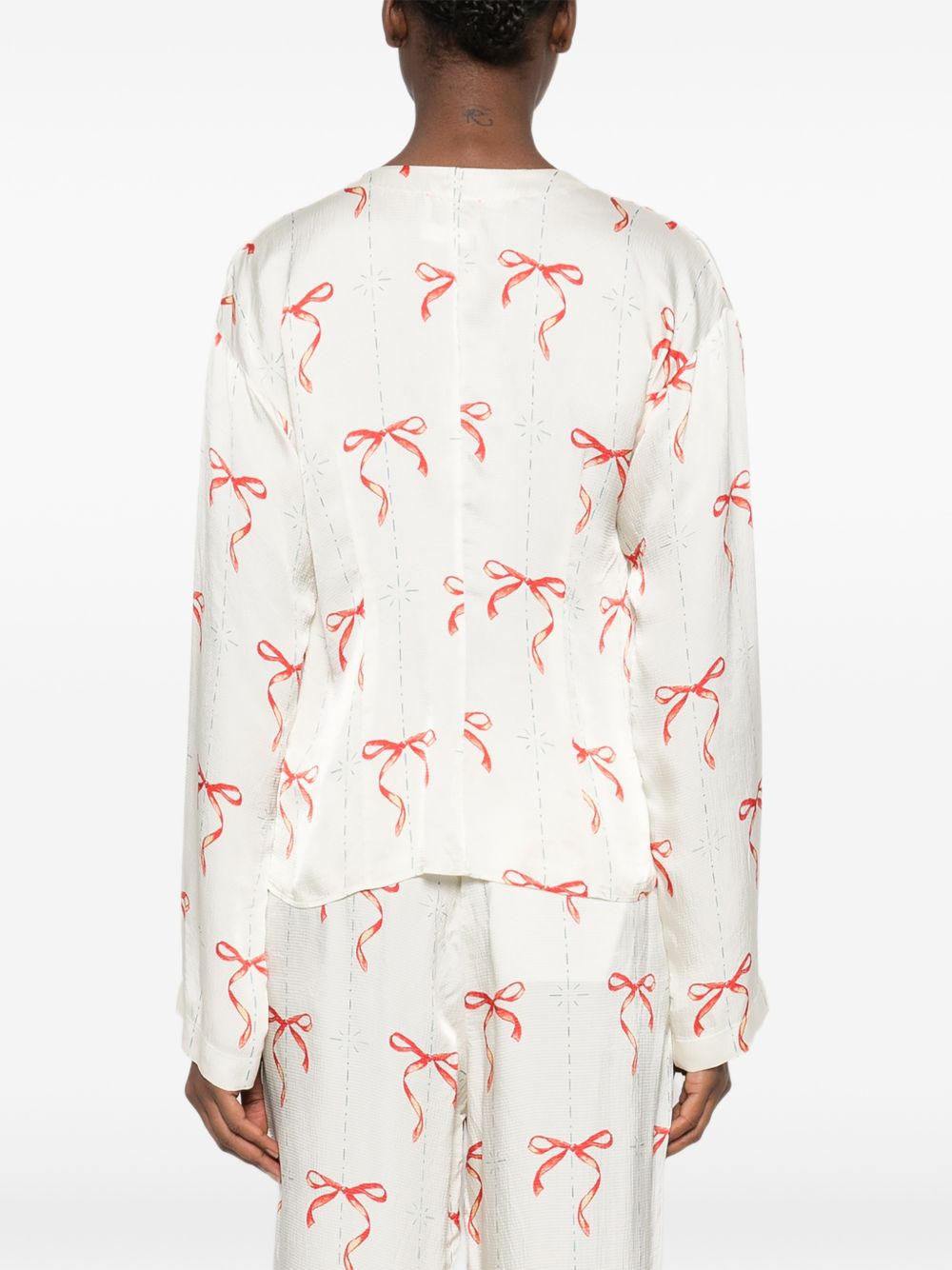 Forte Forte V-neck Printed crossed shirt