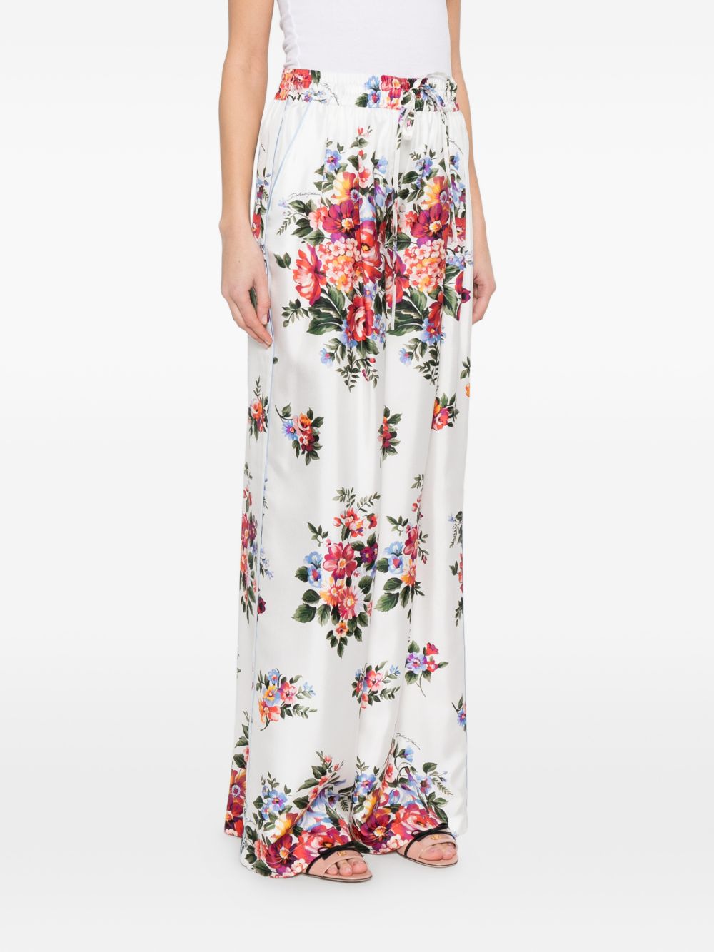 Dolce & Gabbana Flower print silk trousers