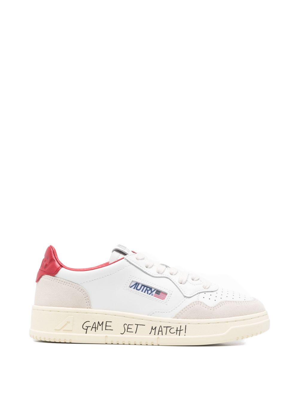 Autry MEDALIST LOW SNEAKERS IN WHITE AND RED LEATHER WITH LETTERING