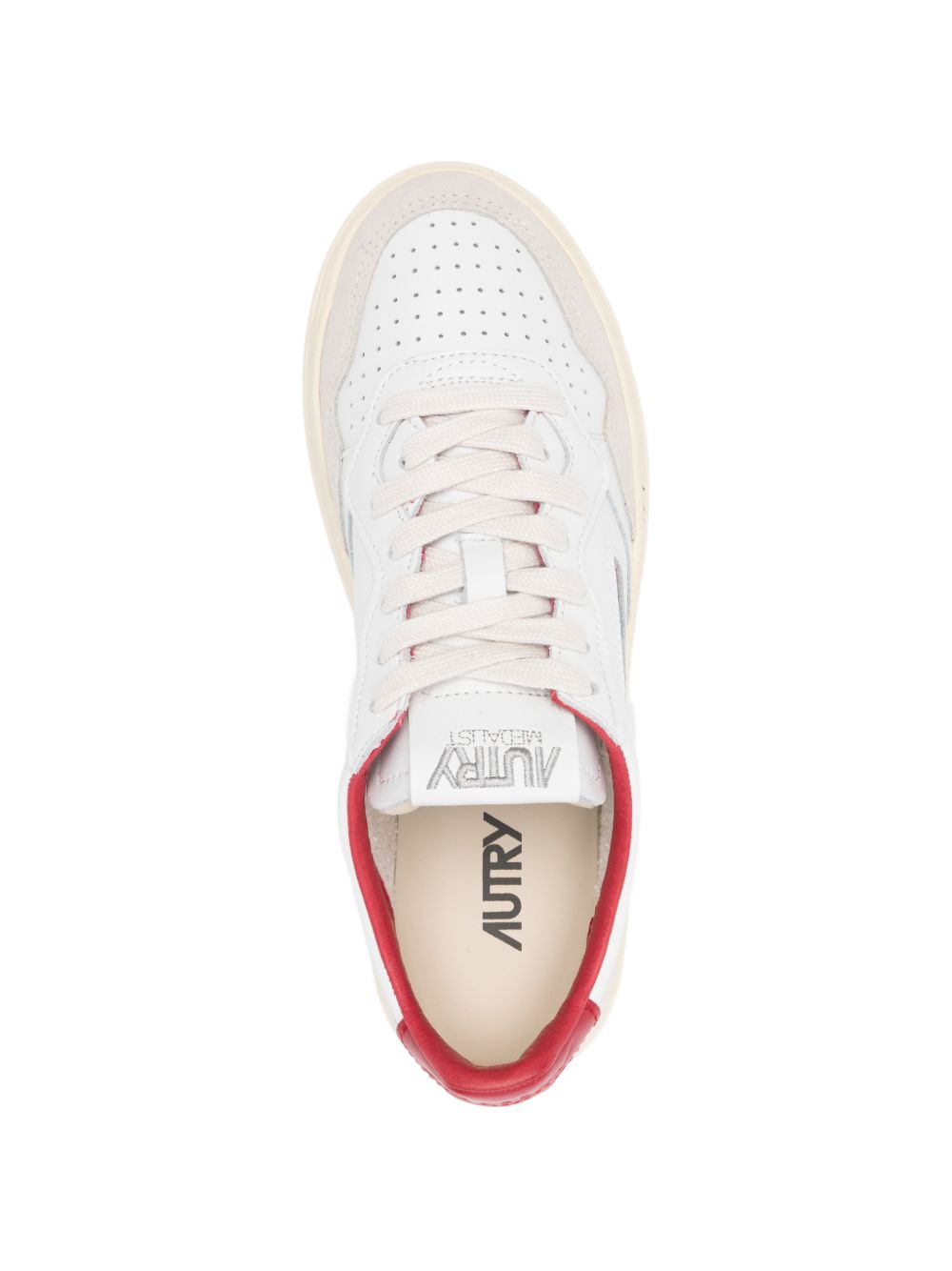 Autry MEDALIST LOW SNEAKERS IN WHITE AND RED LEATHER WITH LETTERING