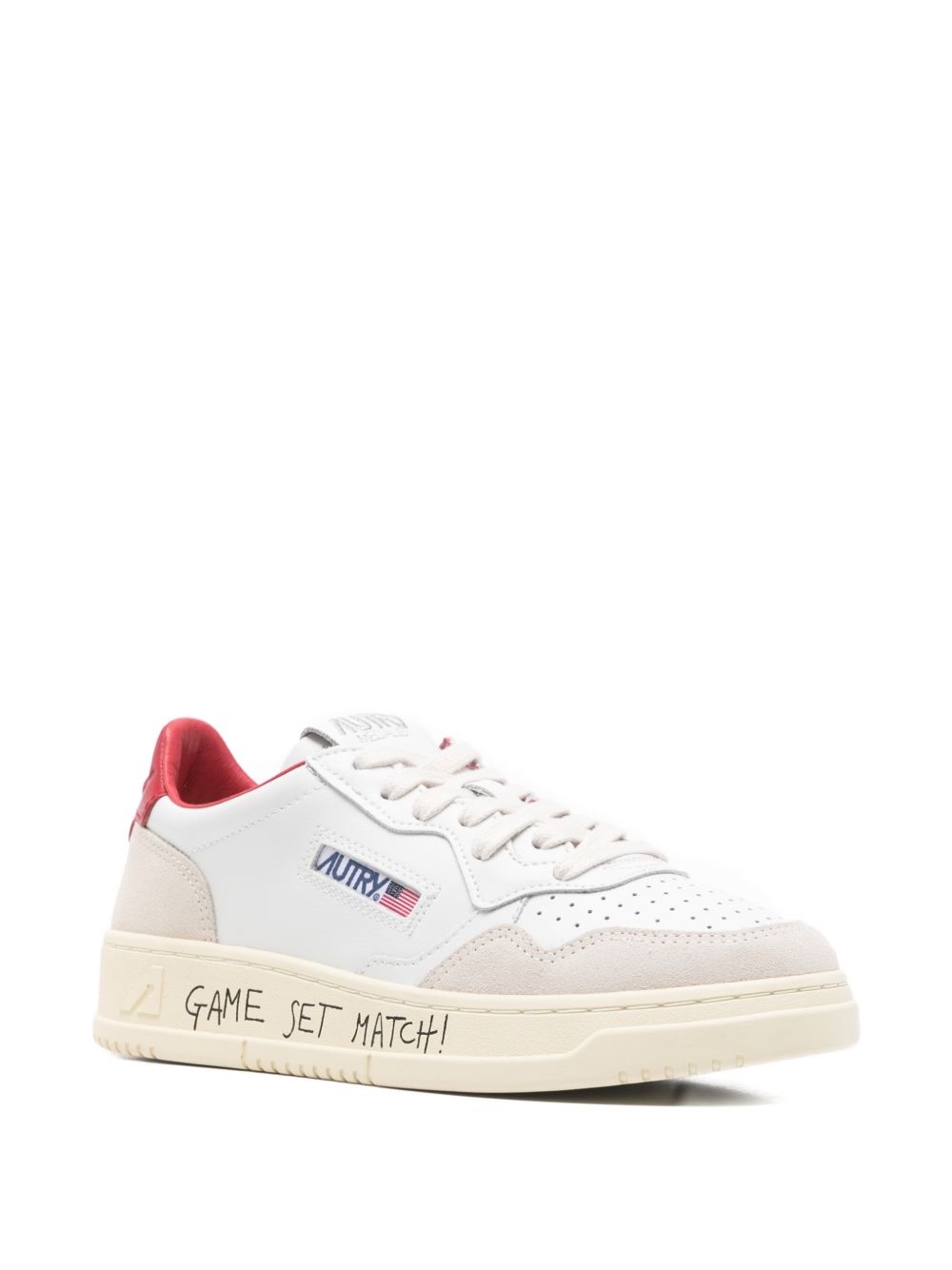 Autry MEDALIST LOW SNEAKERS IN WHITE AND RED LEATHER WITH LETTERING