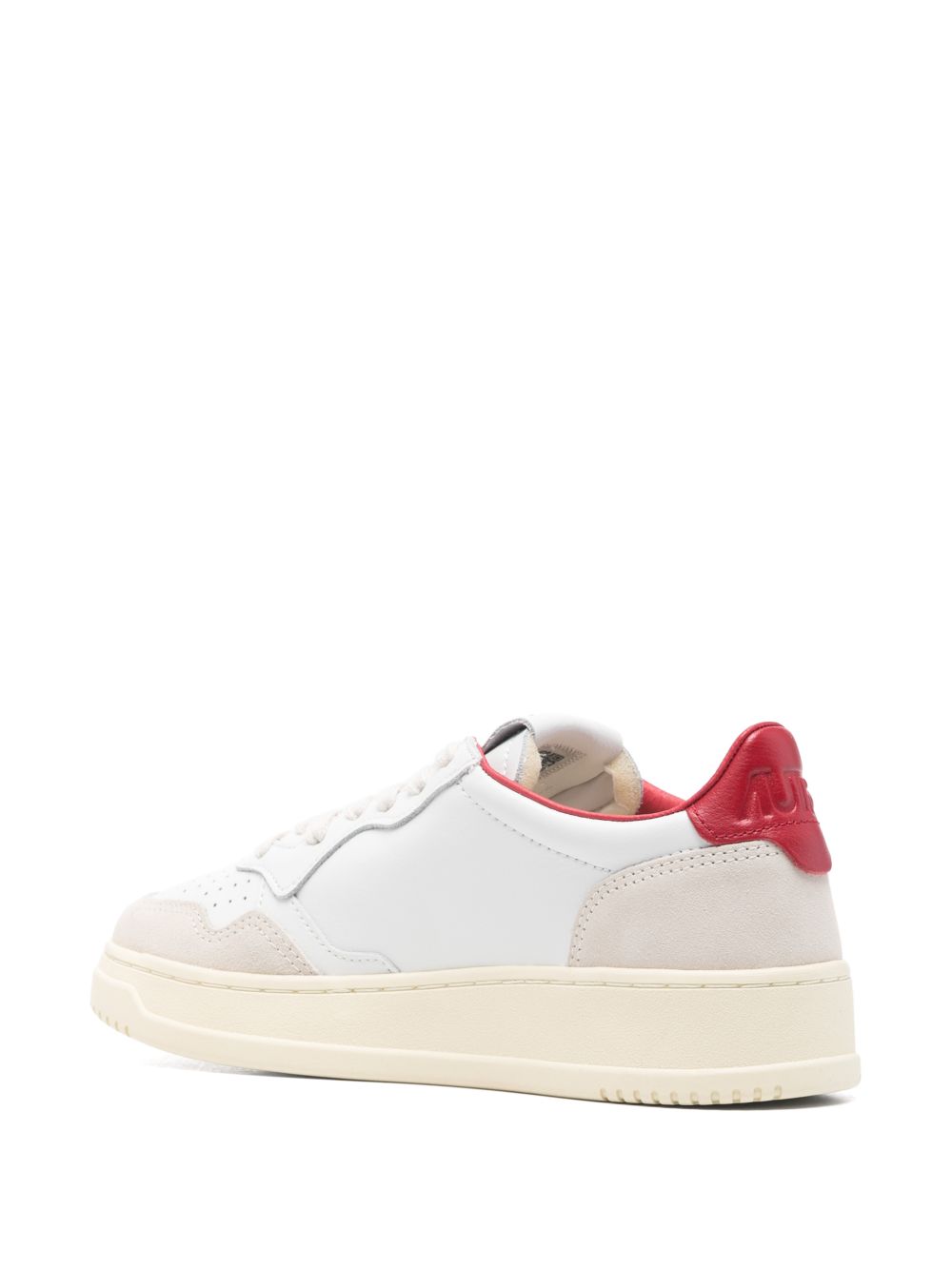 Autry MEDALIST LOW SNEAKERS IN WHITE AND RED LEATHER WITH LETTERING