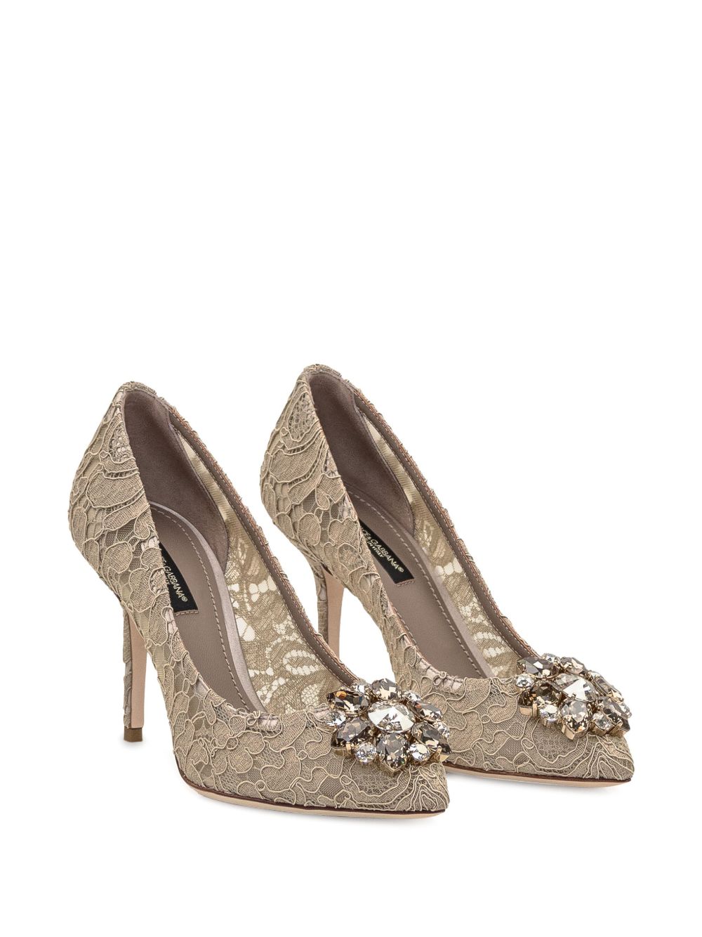 Dolce & Gabbana Rainbow lace décolleté with brooch