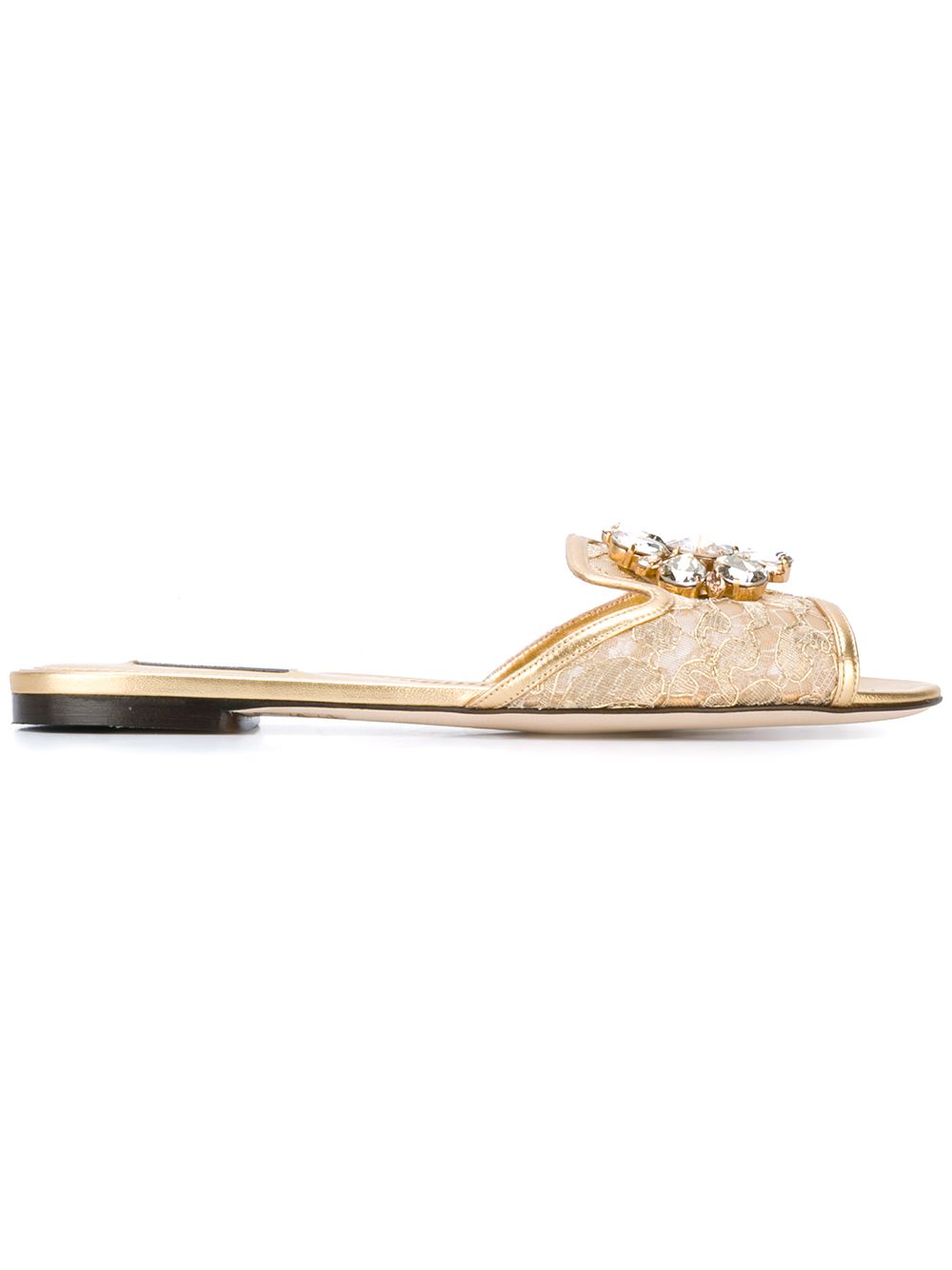Dolce & Gabbana Rainbow slide in lurex lace with brooch