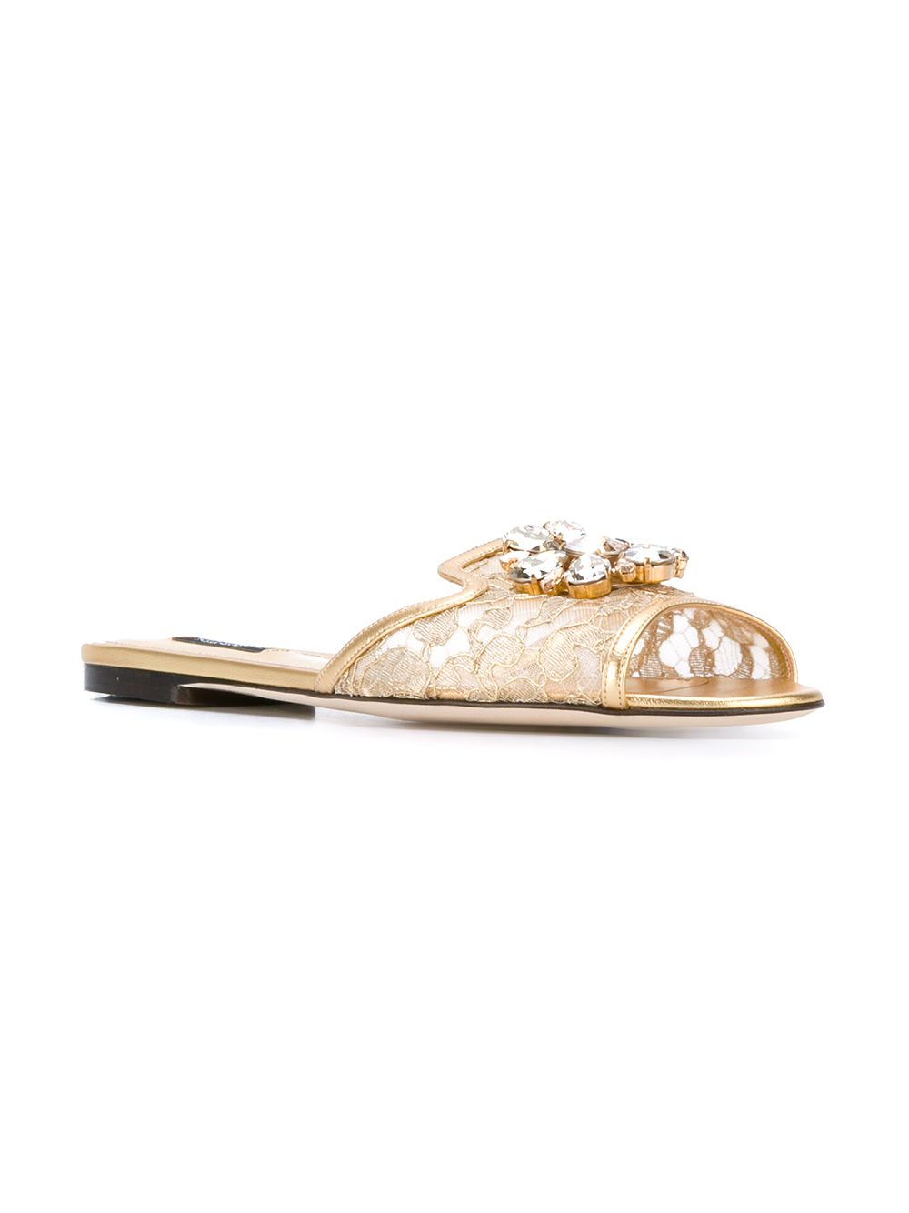 Dolce & Gabbana Rainbow slide in lurex lace with brooch