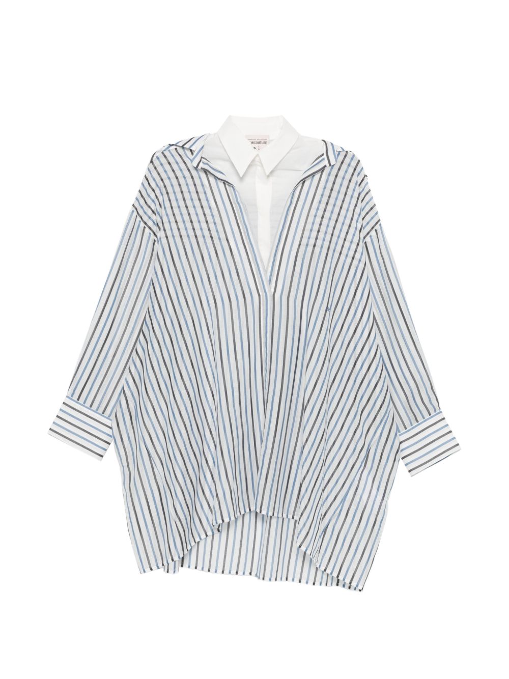 Semicouture V-neck long sleeves asymmetric hem Graciana cotton shirt