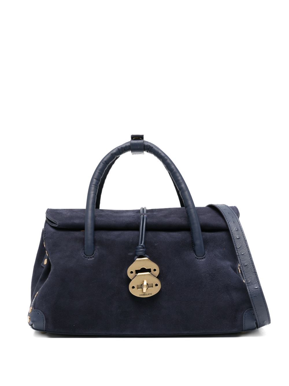 Zanellato Dotta® Baby Bag In Zashmere® Leather & Cactus Sideral Blue