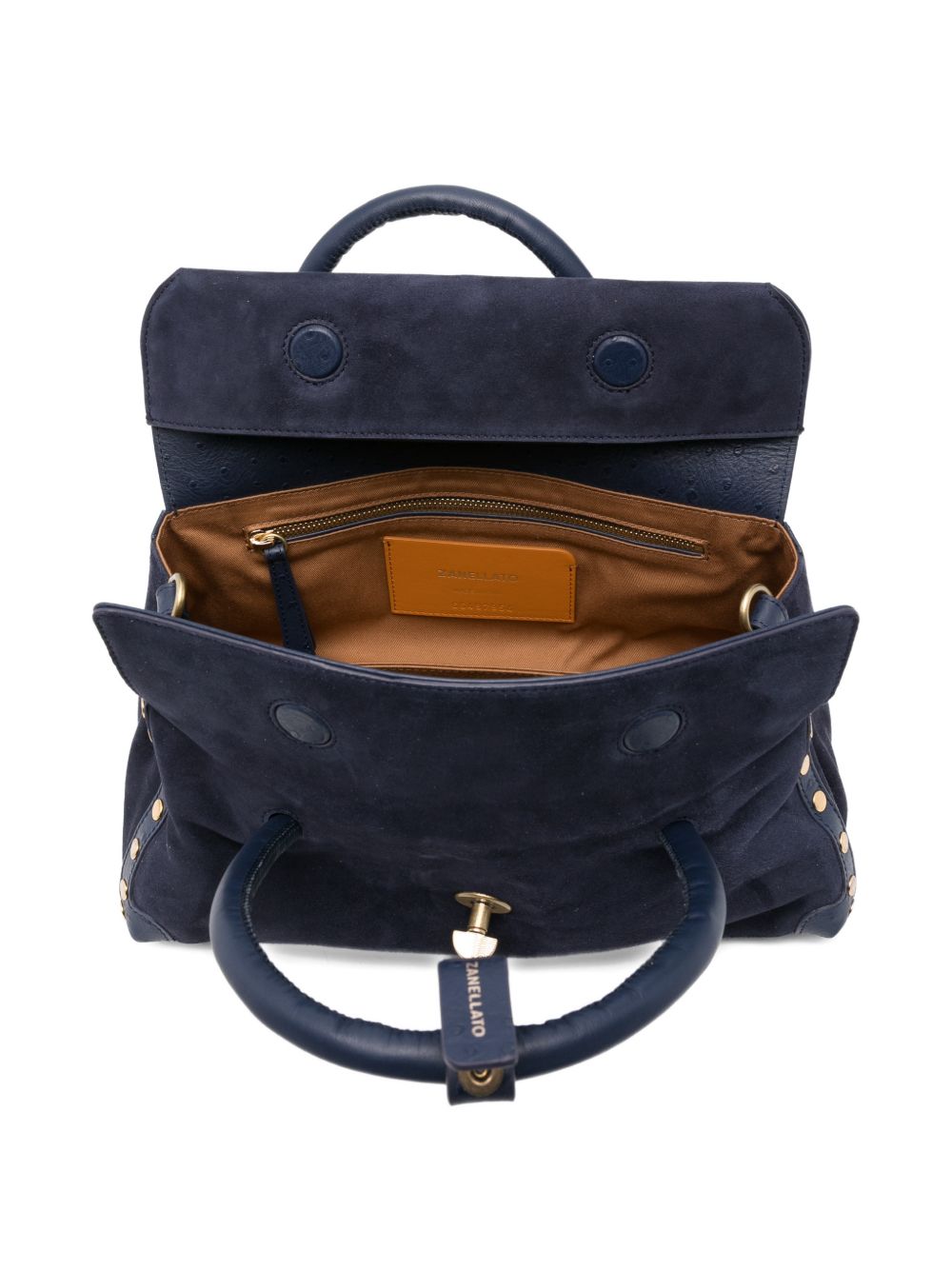 Zanellato Dotta® Baby Bag In Zashmere® Leather & Cactus Sideral Blue