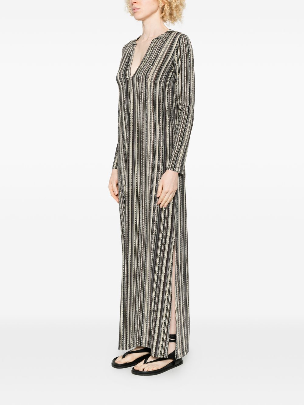 Siyu V-neck long sleeves side slits Baez kaftan dress