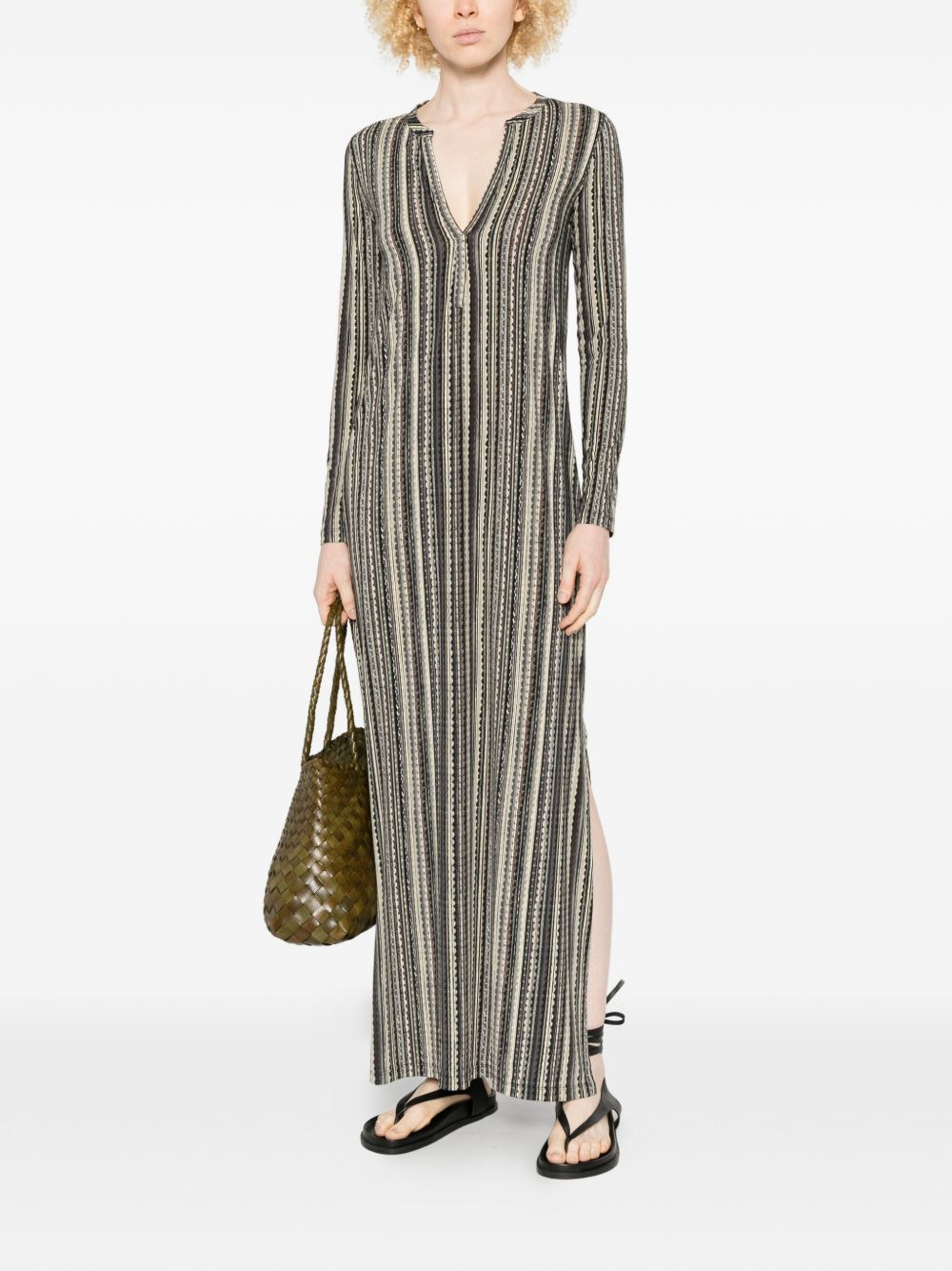 Siyu V-neck long sleeves side slits Baez kaftan dress