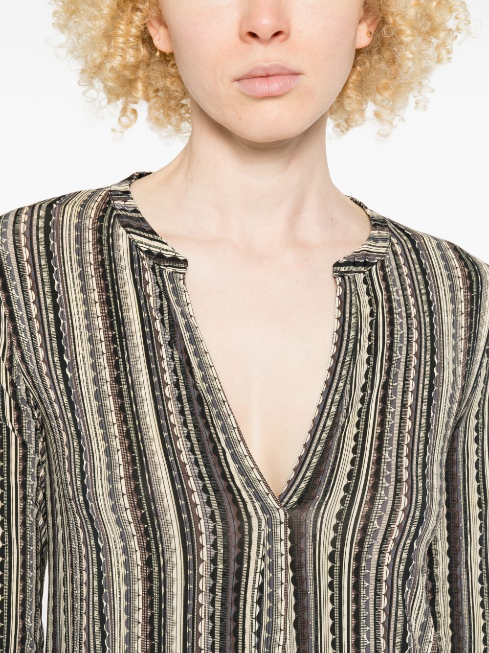Siyu V-neck long sleeves side slits Baez kaftan dress