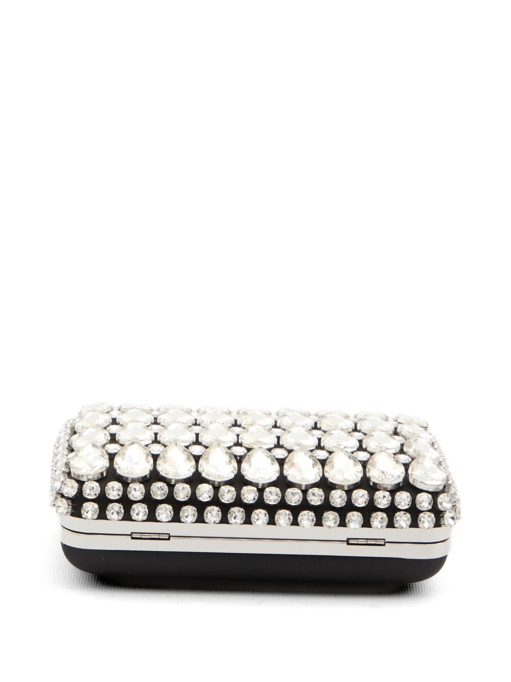 Self-portrait Black Satin Crystal Clutch Bag