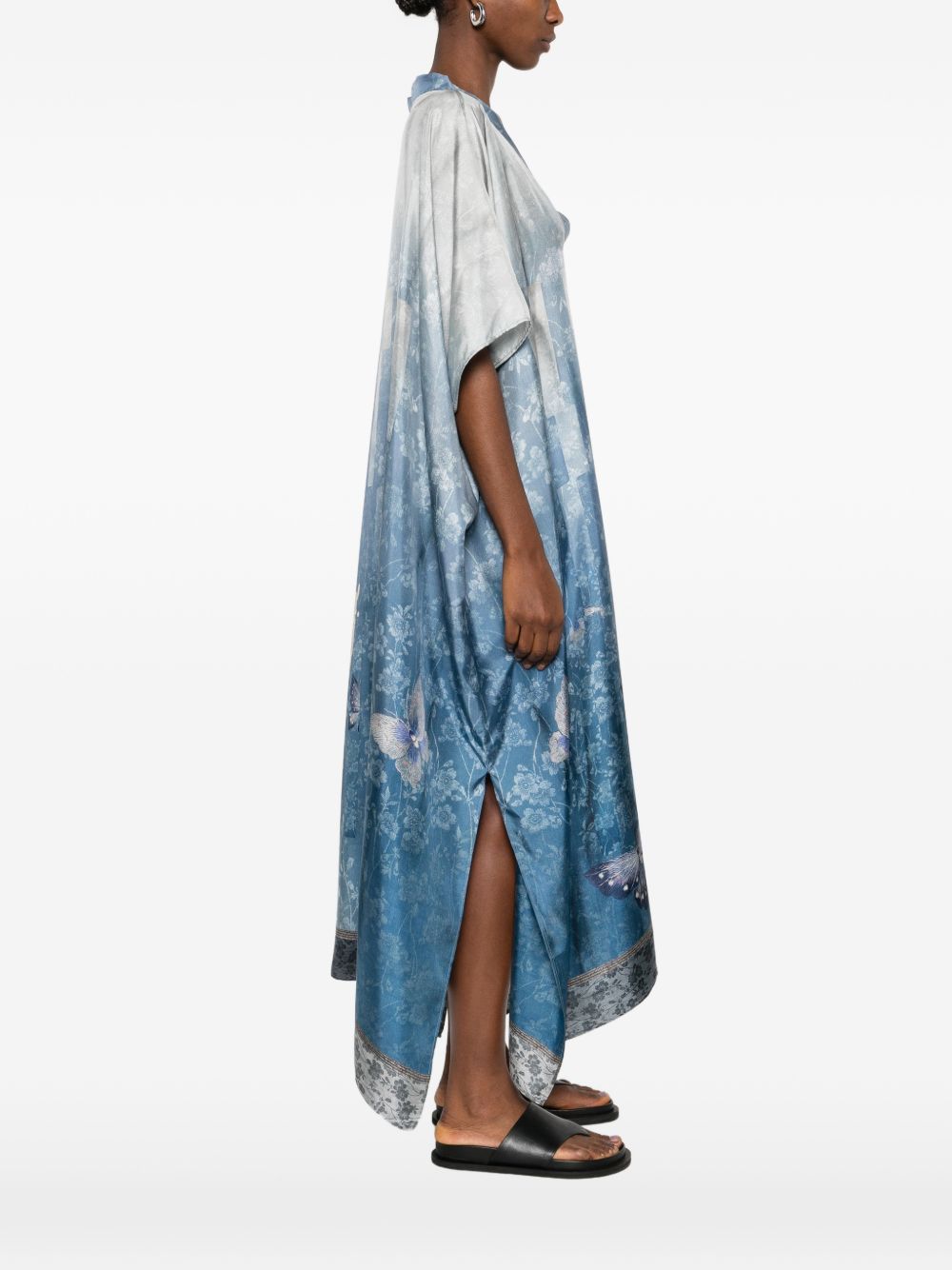 Pierre Louis Mascia V-neck short sleeves border print Printed silk kaftan