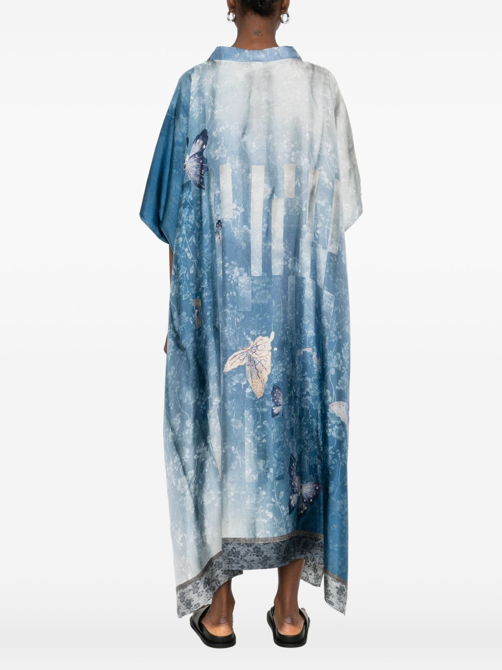Pierre Louis Mascia V-neck short sleeves border print Printed silk kaftan